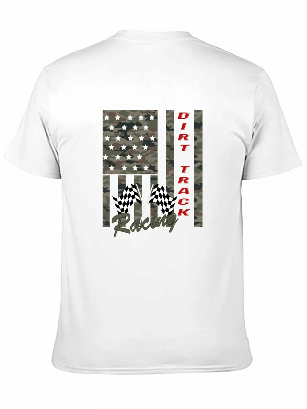 Dirt Track Racing American Flag Funny Mud Design Unisex Short Sleeve Soft Cotton T-Shirt – Casual Everyday Wear