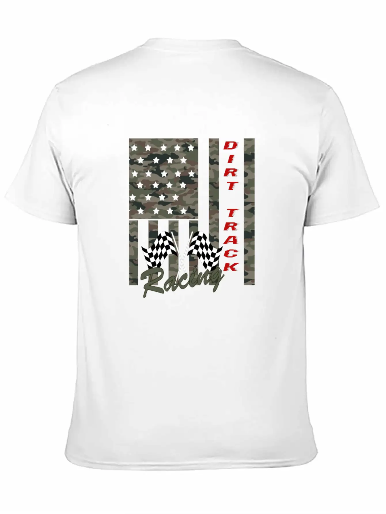 Dirt Track Racing American Flag Funny Mud Design Unisex Short Sleeve Soft Cotton T-Shirt – Casual Everyday Wear