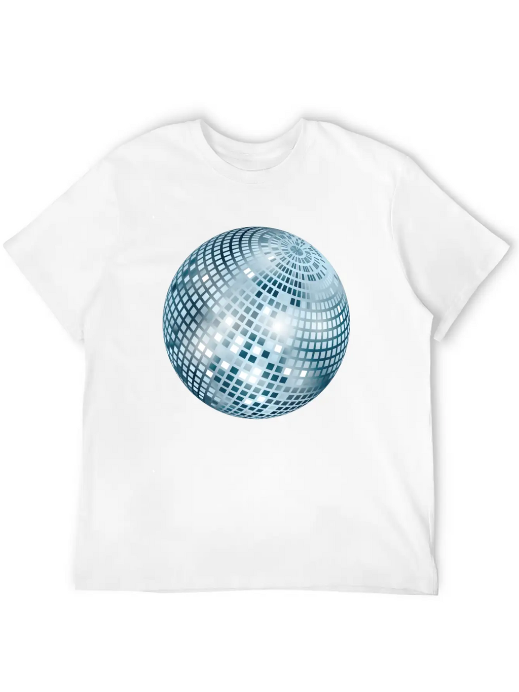 Disco Ball / Mirror Ball Glitter (Silver, PNG) Unisex Short Sleeve Soft Cotton T-Shirt – Casual Everyday Wear