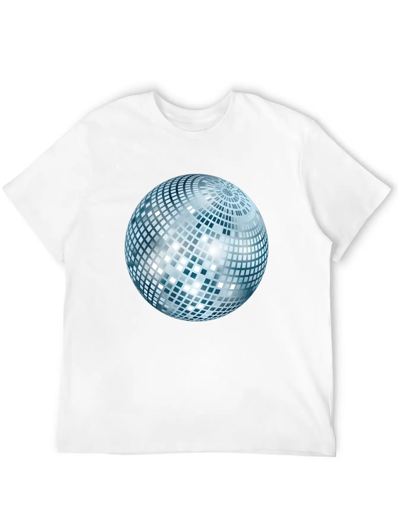 Disco Ball / Mirror Ball Glitter (Silver, PNG) Unisex Short Sleeve Soft Cotton T-Shirt – Casual Everyday Wear