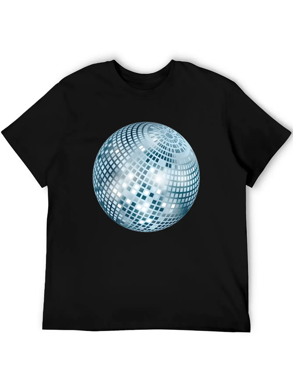 Disco Ball / Mirror Ball Glitter (Silver, PNG) Unisex Short Sleeve Soft Cotton T-Shirt – Casual Everyday Wear