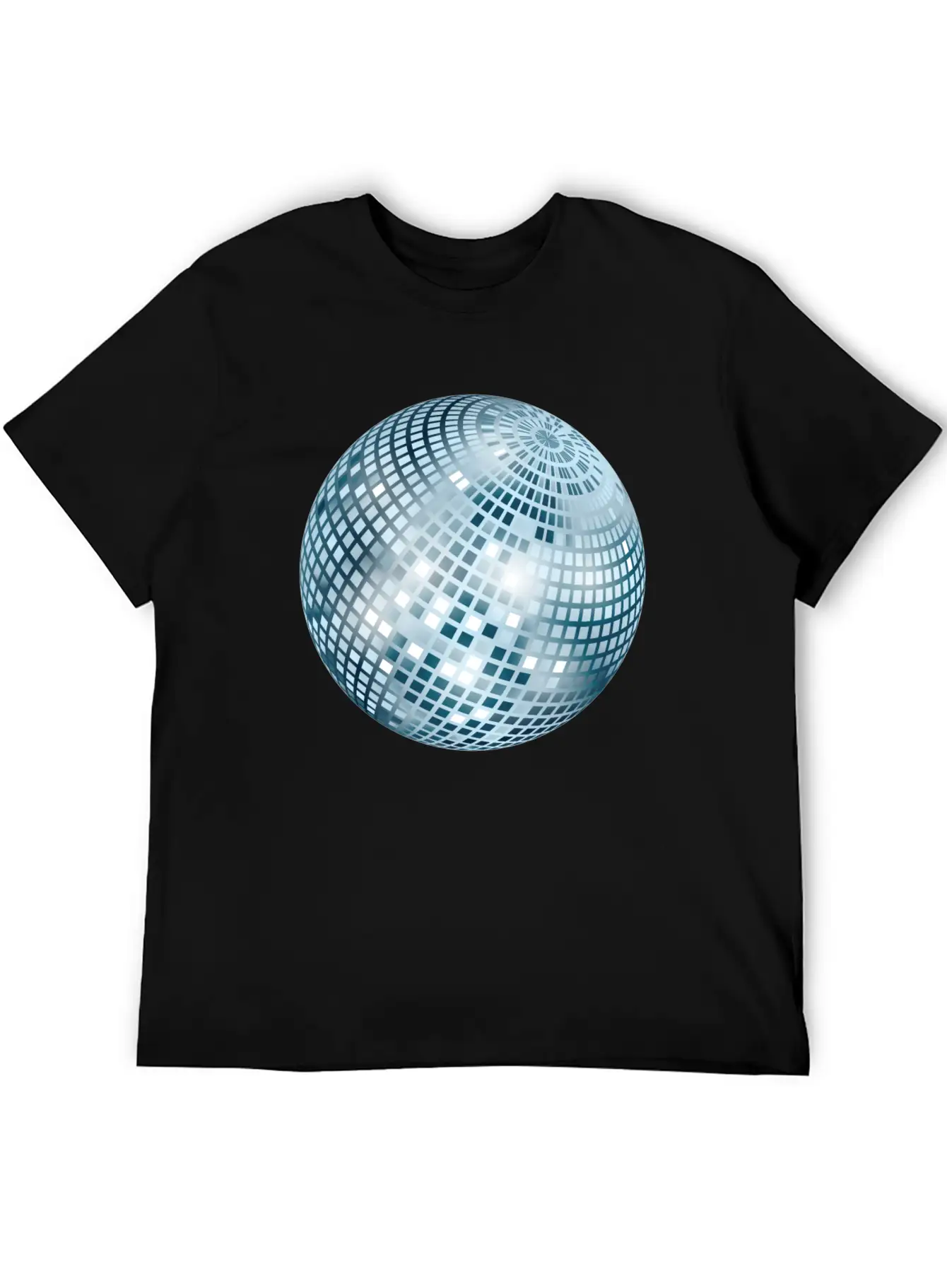 Disco Ball / Mirror Ball Glitter (Silver, PNG) Unisex Short Sleeve Soft Cotton T-Shirt – Casual Everyday Wear