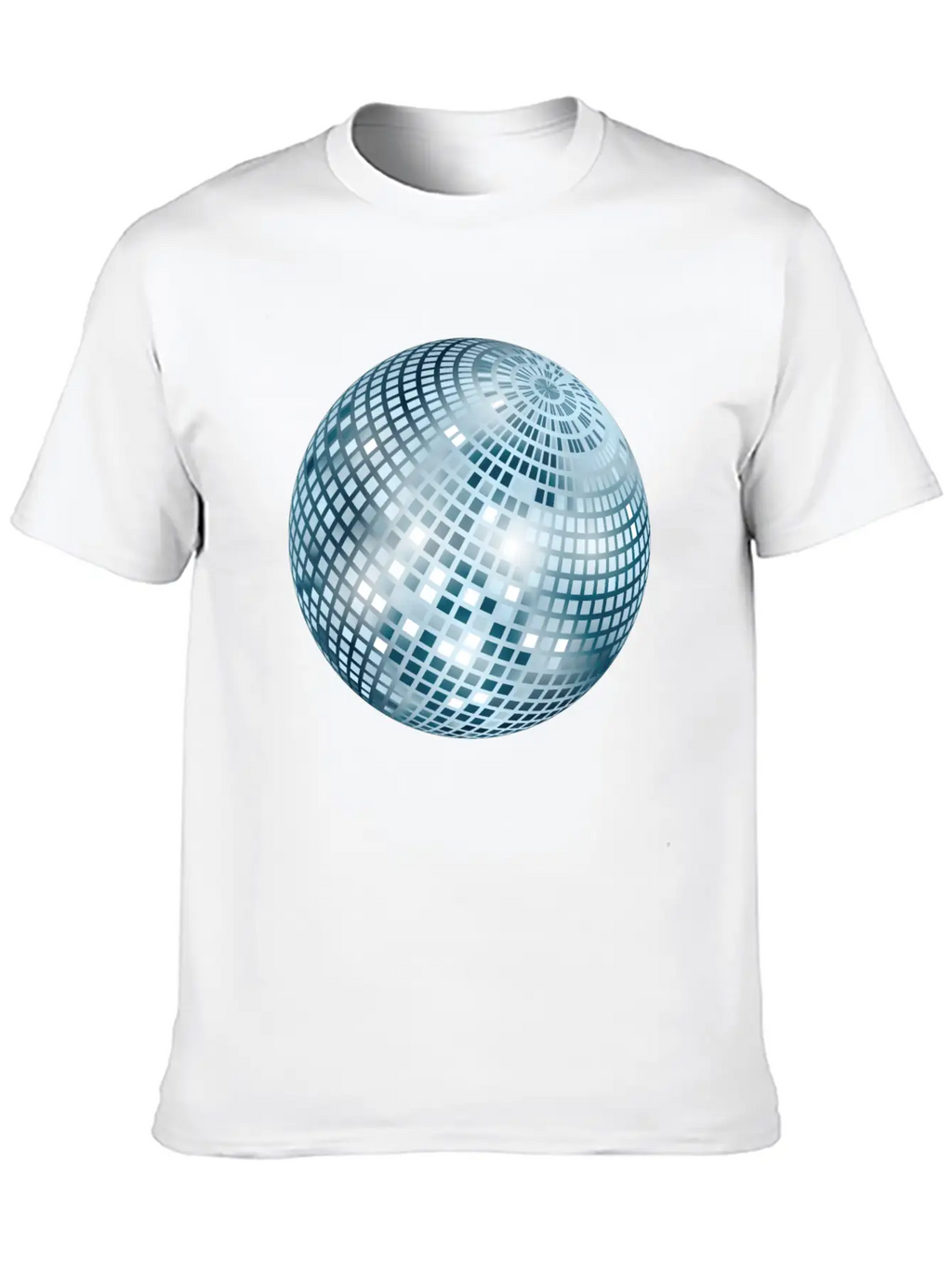 Disco Ball / Mirror Ball Glitter (Silver, PNG) Unisex Short Sleeve Soft Cotton T-Shirt – Casual Everyday Wear