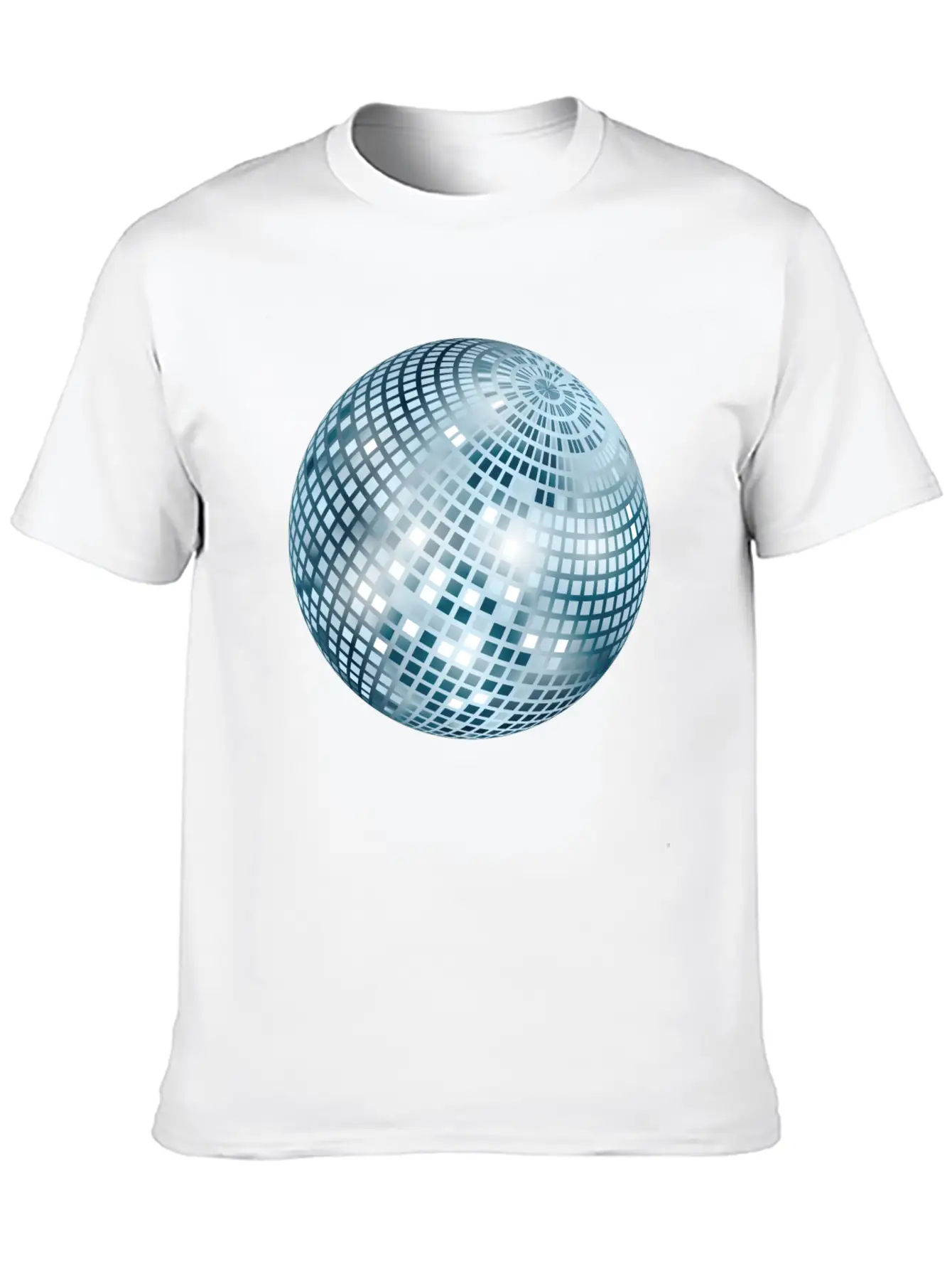 Disco Ball / Mirror Ball Glitter (Silver, PNG) Unisex Short Sleeve Soft Cotton T-Shirt – Casual Everyday Wear
