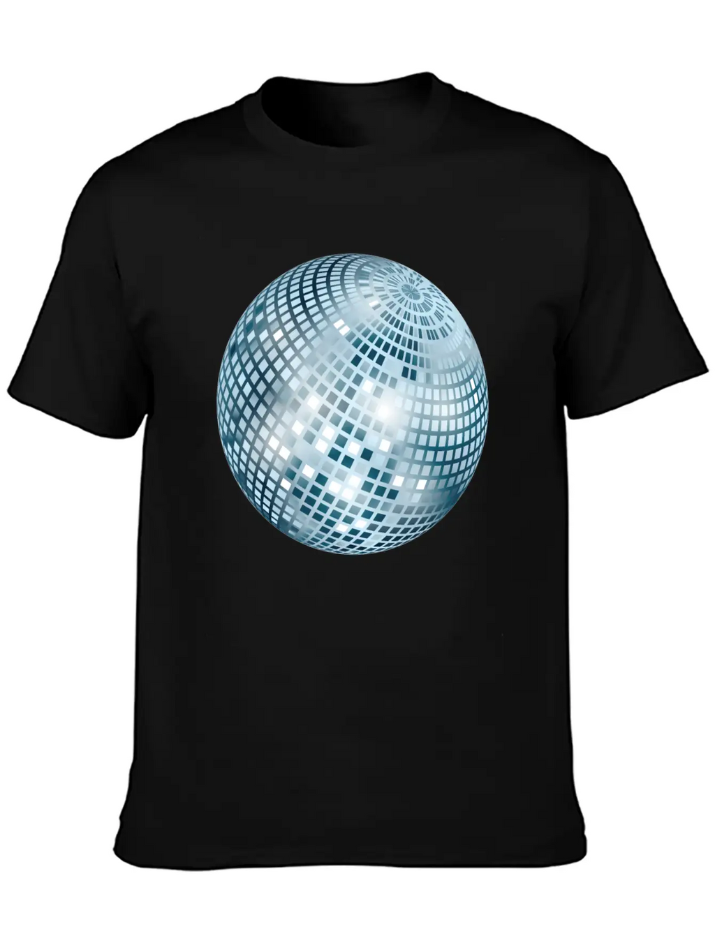 Disco Ball / Mirror Ball Glitter (Silver, PNG) Unisex Short Sleeve Soft Cotton T-Shirt – Casual Everyday Wear