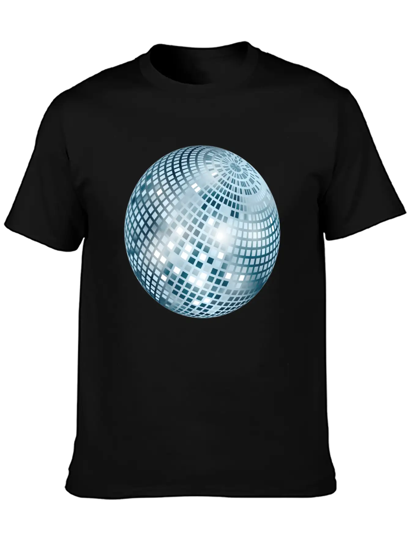 Disco Ball / Mirror Ball Glitter (Silver, PNG) Unisex Short Sleeve Soft Cotton T-Shirt – Casual Everyday Wear