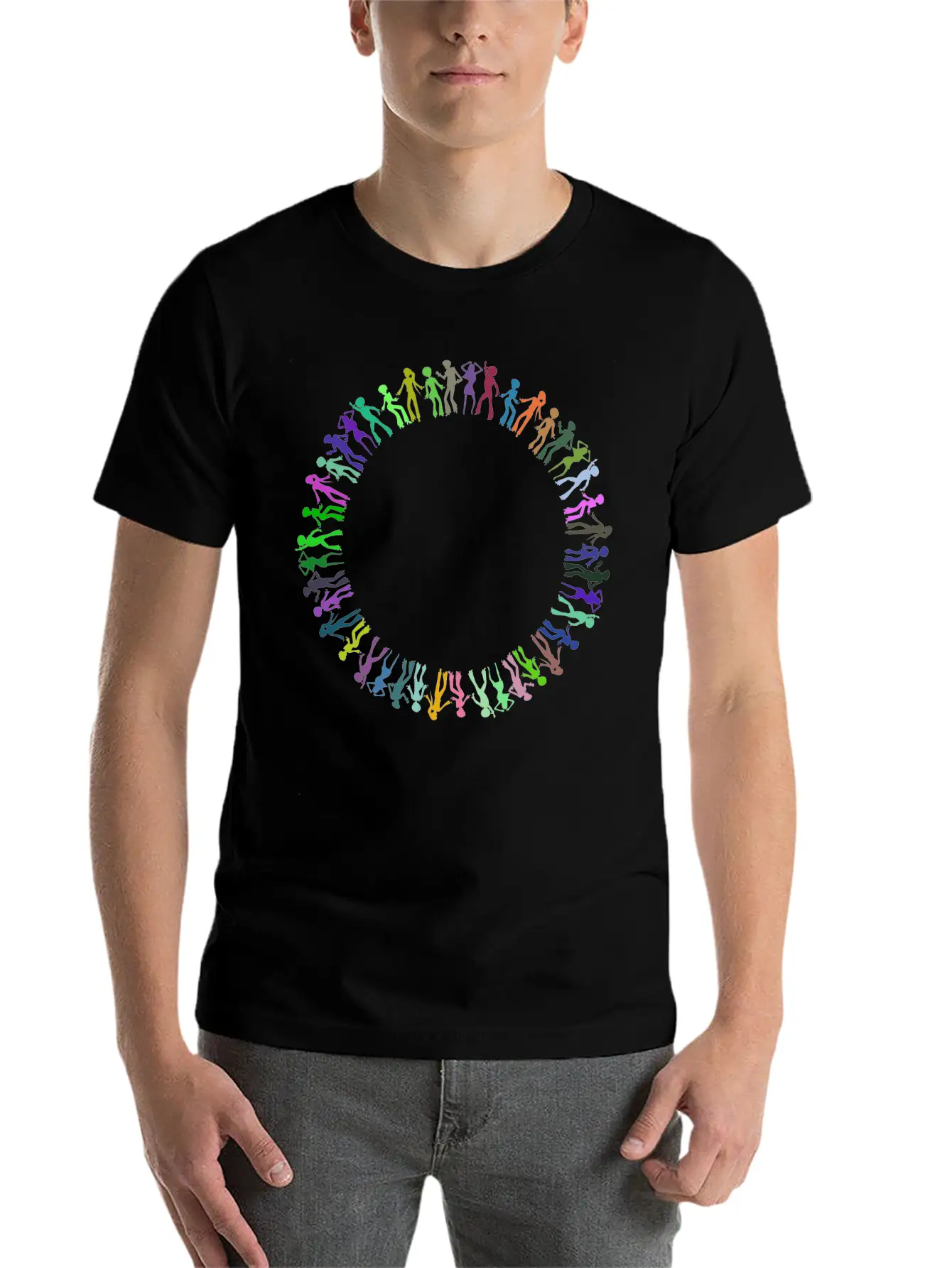 Disco Dancers Circle Prismatic Essential Cotton Tee For Daily Outfits – Unisex Style