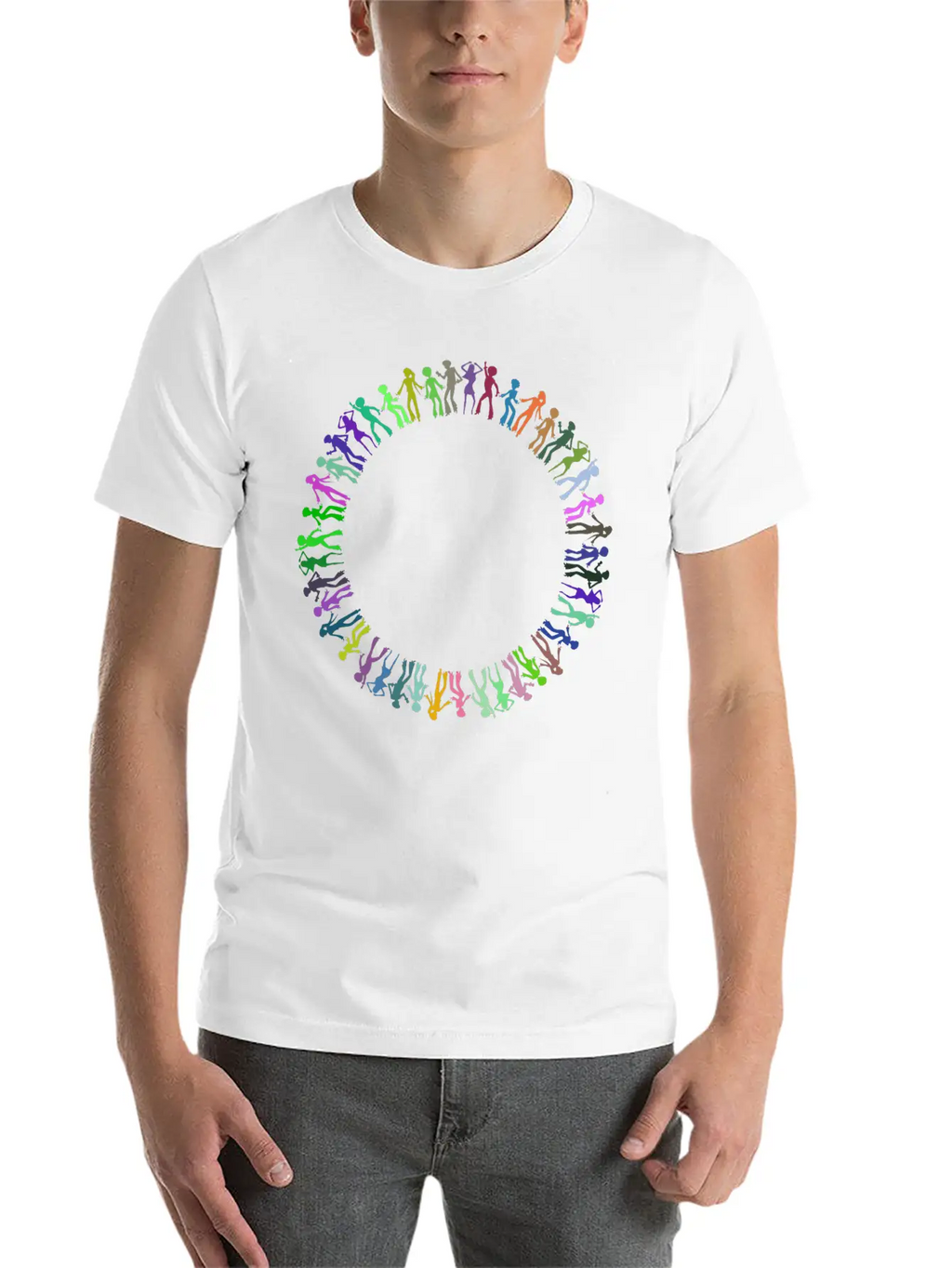 Disco Dancers Circle Prismatic Essential Cotton Tee For Daily Outfits – Unisex Style