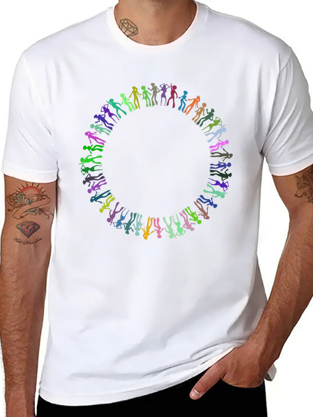 Disco Dancers Circle Prismatic Essential Cotton Tee For Daily Outfits – Unisex Style
