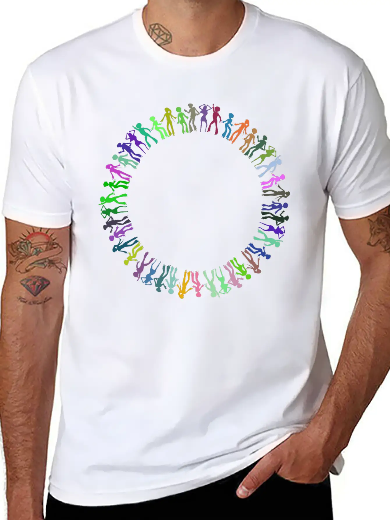 Disco Dancers Circle Prismatic Essential Cotton Tee For Daily Outfits – Unisex Style
