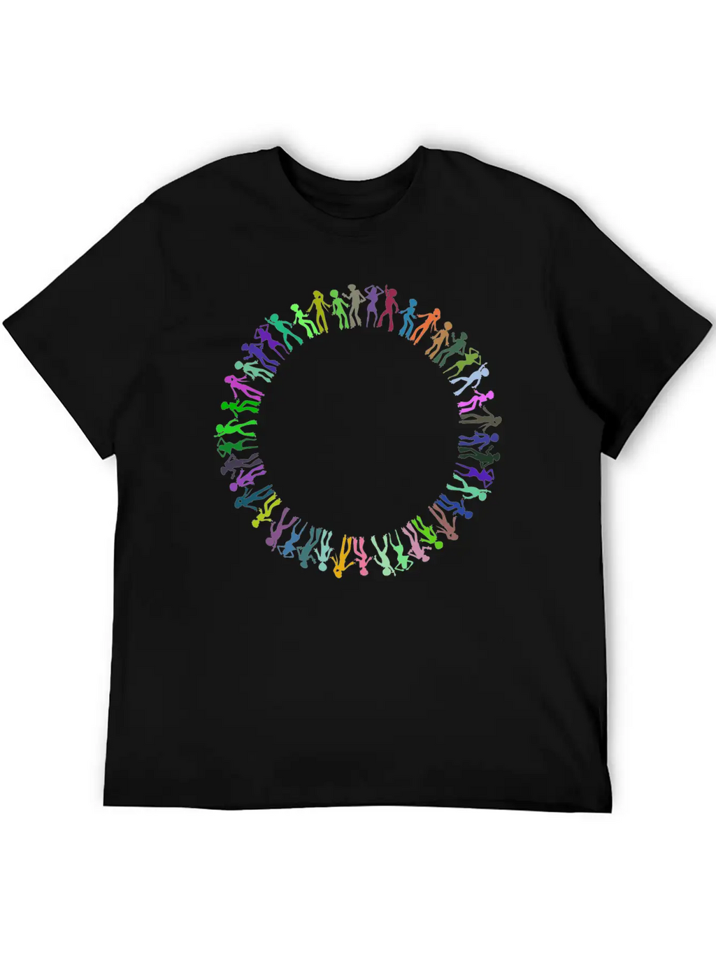 Disco Dancers Circle Prismatic Essential Cotton Tee For Daily Outfits – Unisex Style