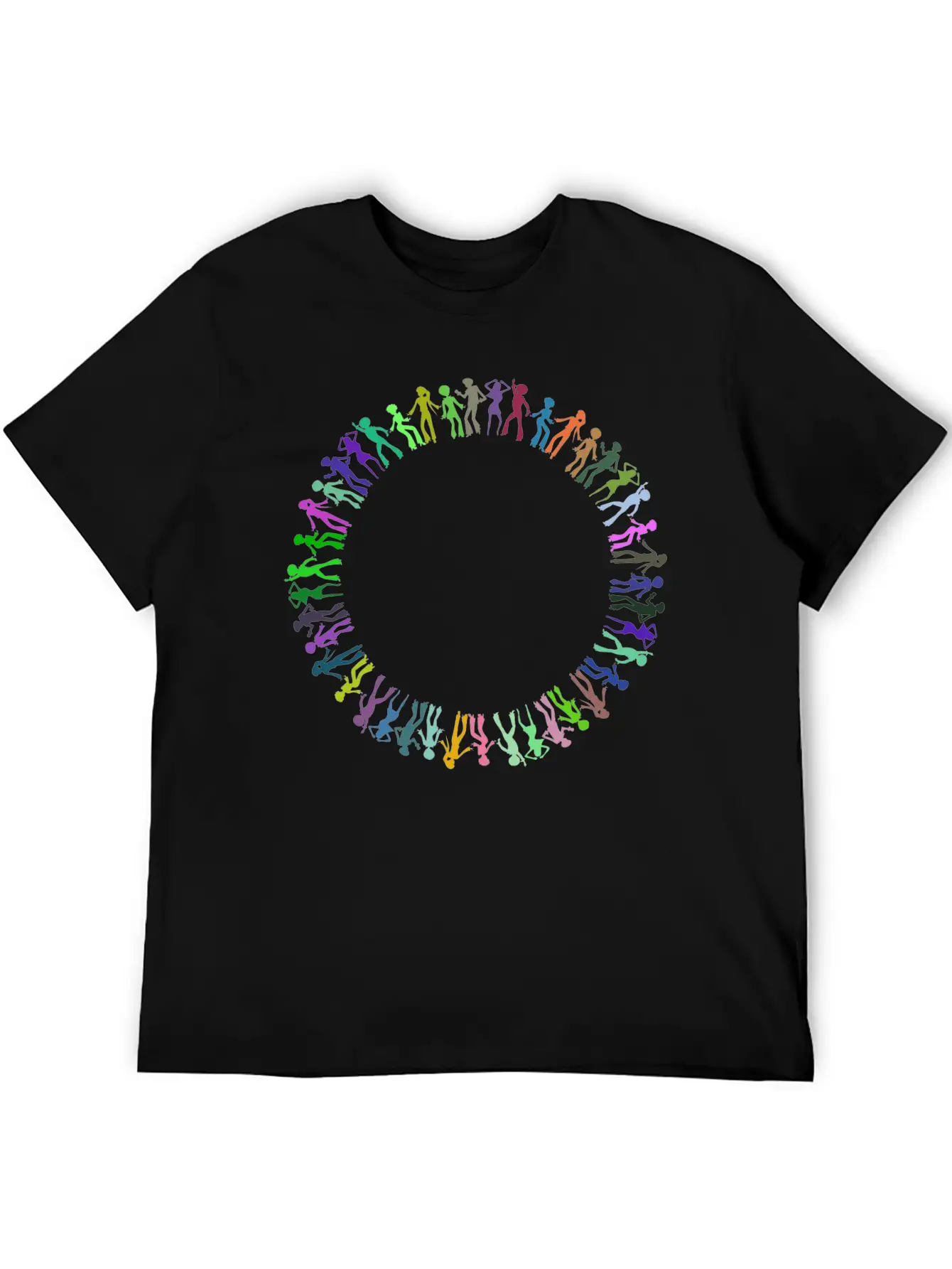 Disco Dancers Circle Prismatic Essential Cotton Tee For Daily Outfits – Unisex Style