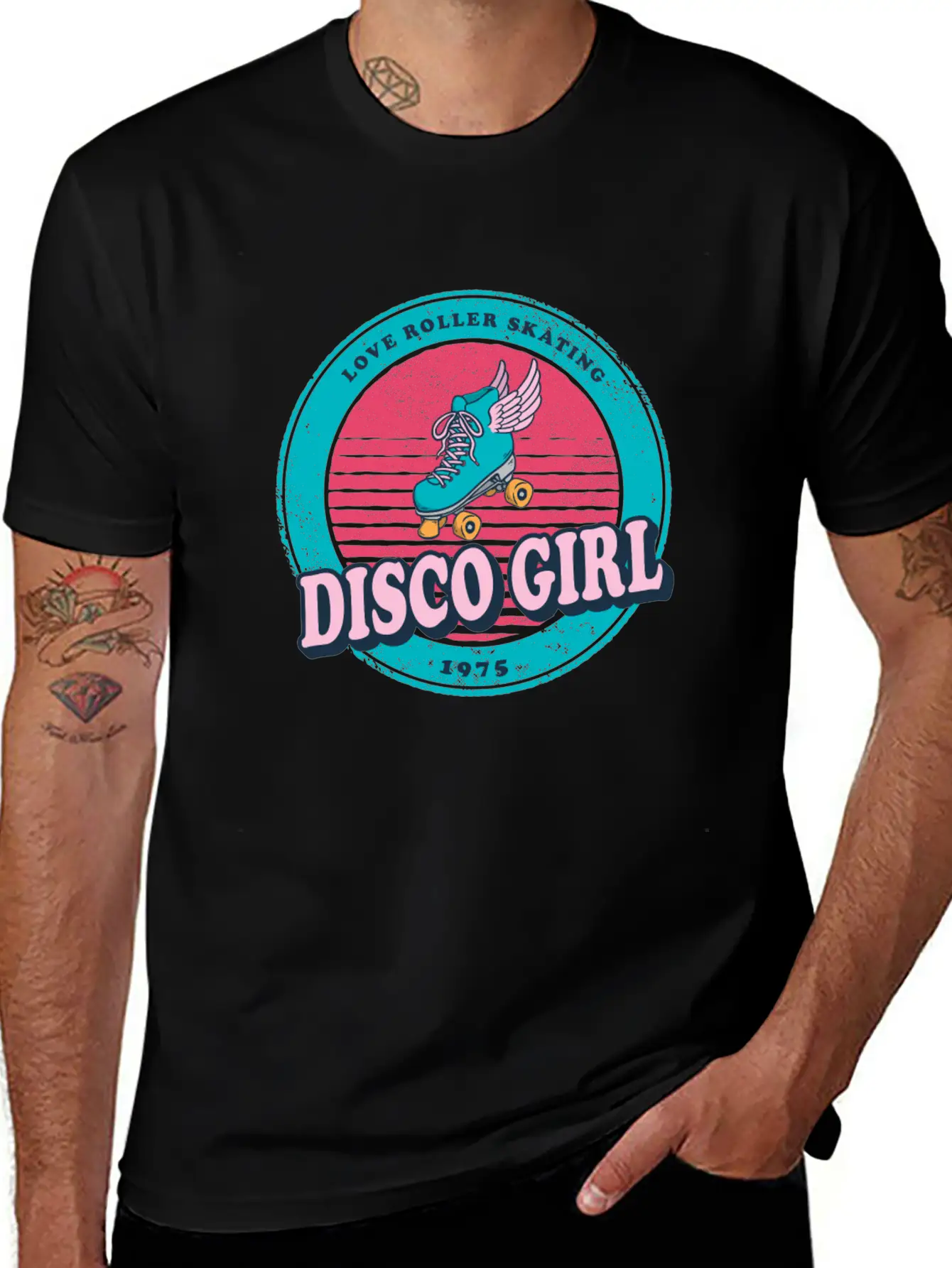 Disco Girl Roller Skate Design Vintage / Gift Unisex Casual T-Shirt – Clean Design For Daily Comfort