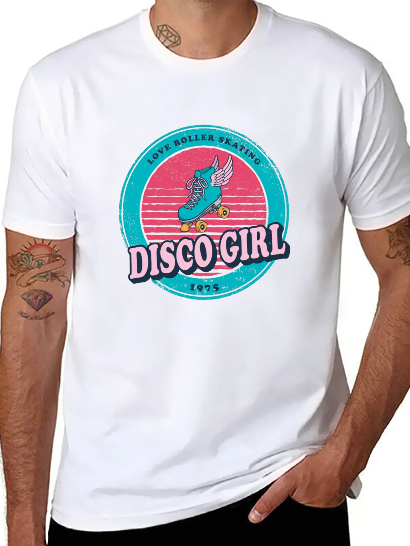 Disco Girl Roller Skate Design Vintage / Gift Unisex Casual T-Shirt – Clean Design For Daily Comfort