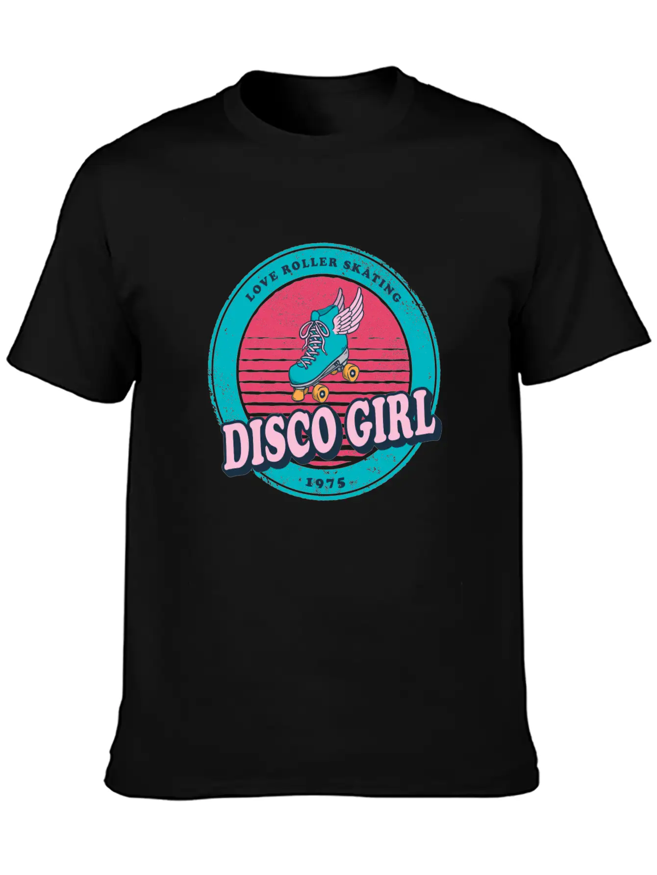 Disco Girl Roller Skate Design Vintage / Gift Unisex Casual T-Shirt – Clean Design For Daily Comfort