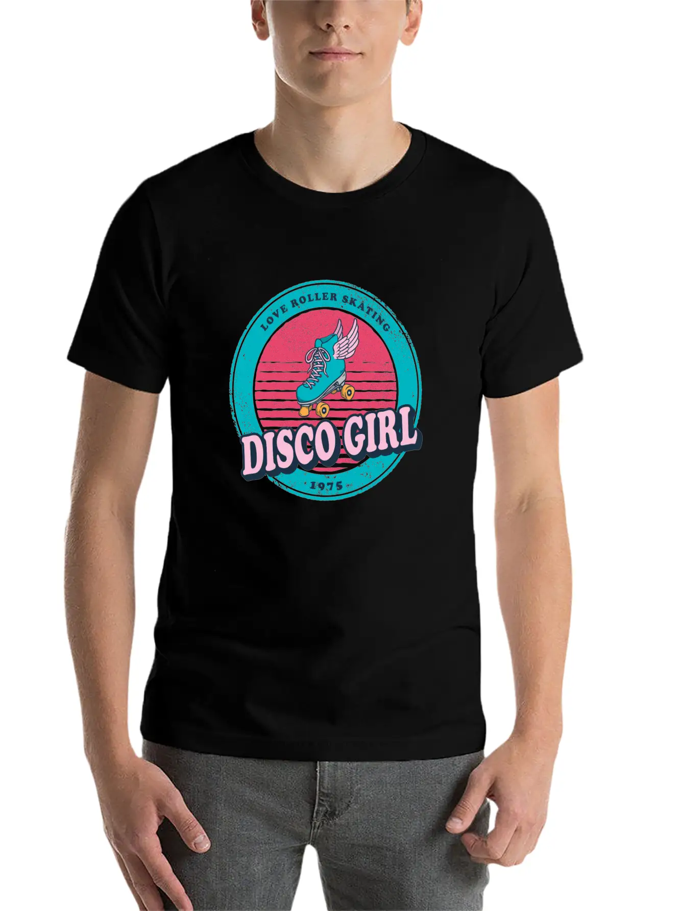 Disco Girl Roller Skate Design Vintage / Gift Unisex Casual T-Shirt – Clean Design For Daily Comfort