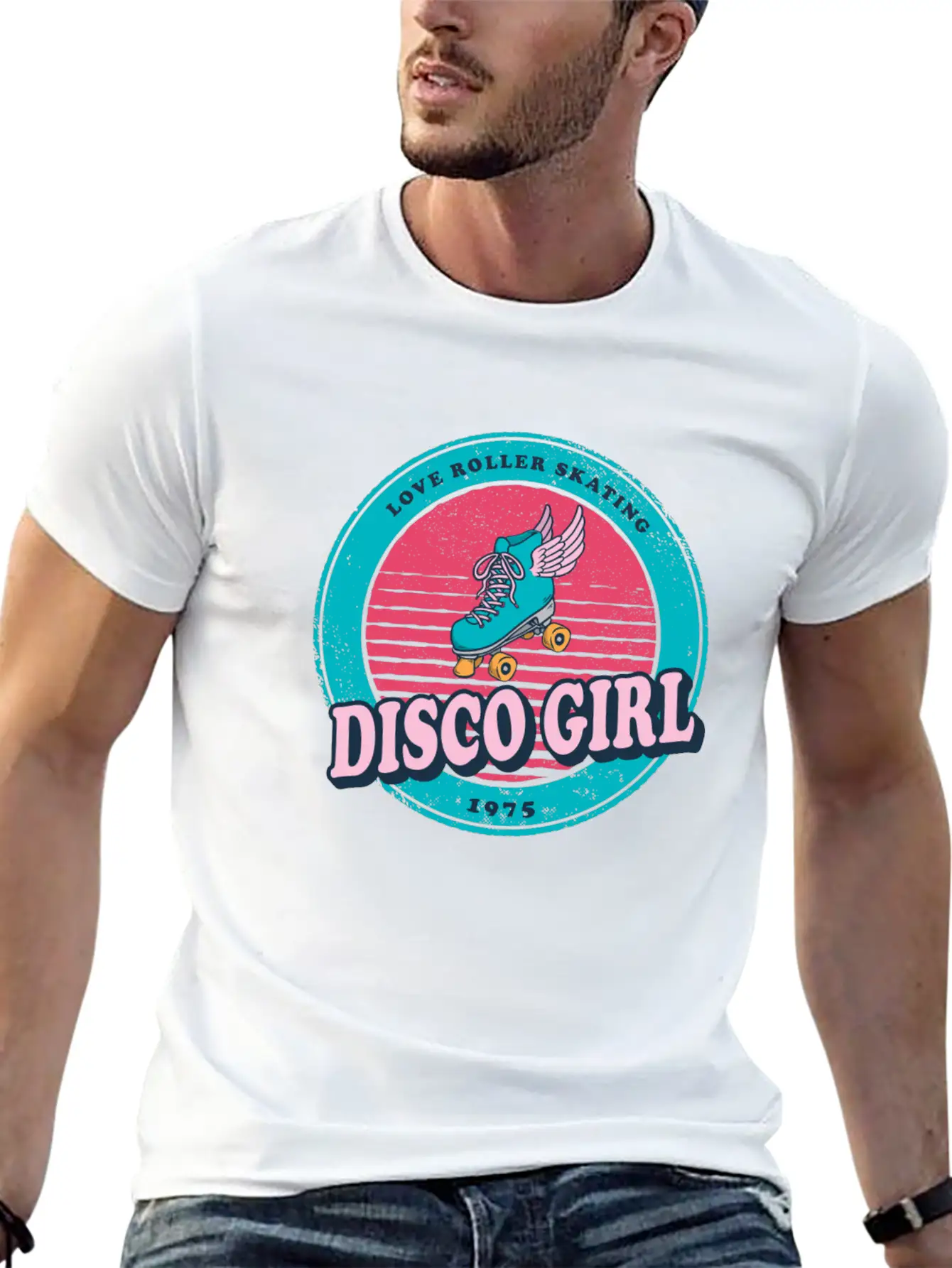 Disco Girl Roller Skate Design Vintage / Gift Unisex Casual T-Shirt – Clean Design For Daily Comfort