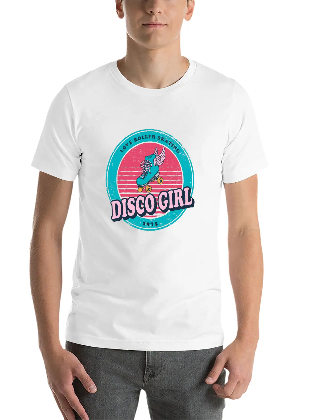 Disco Girl Roller Skate Design Vintage / Gift Unisex Casual T-Shirt – Clean Design For Daily Comfort