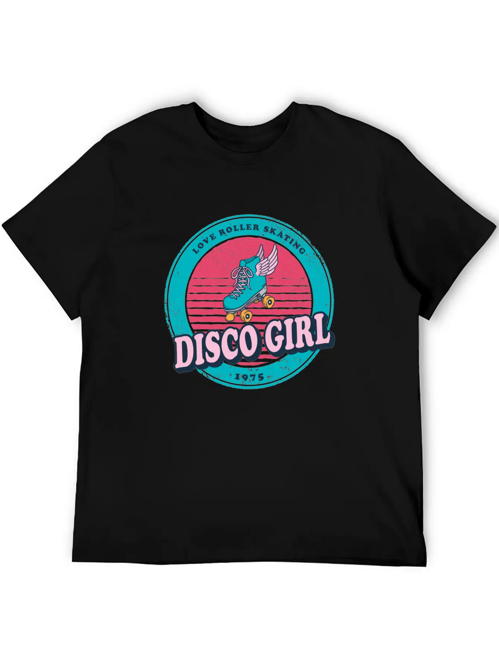 Disco Girl Roller Skate Design Vintage / Gift Unisex Casual T-Shirt – Clean Design For Daily Comfort