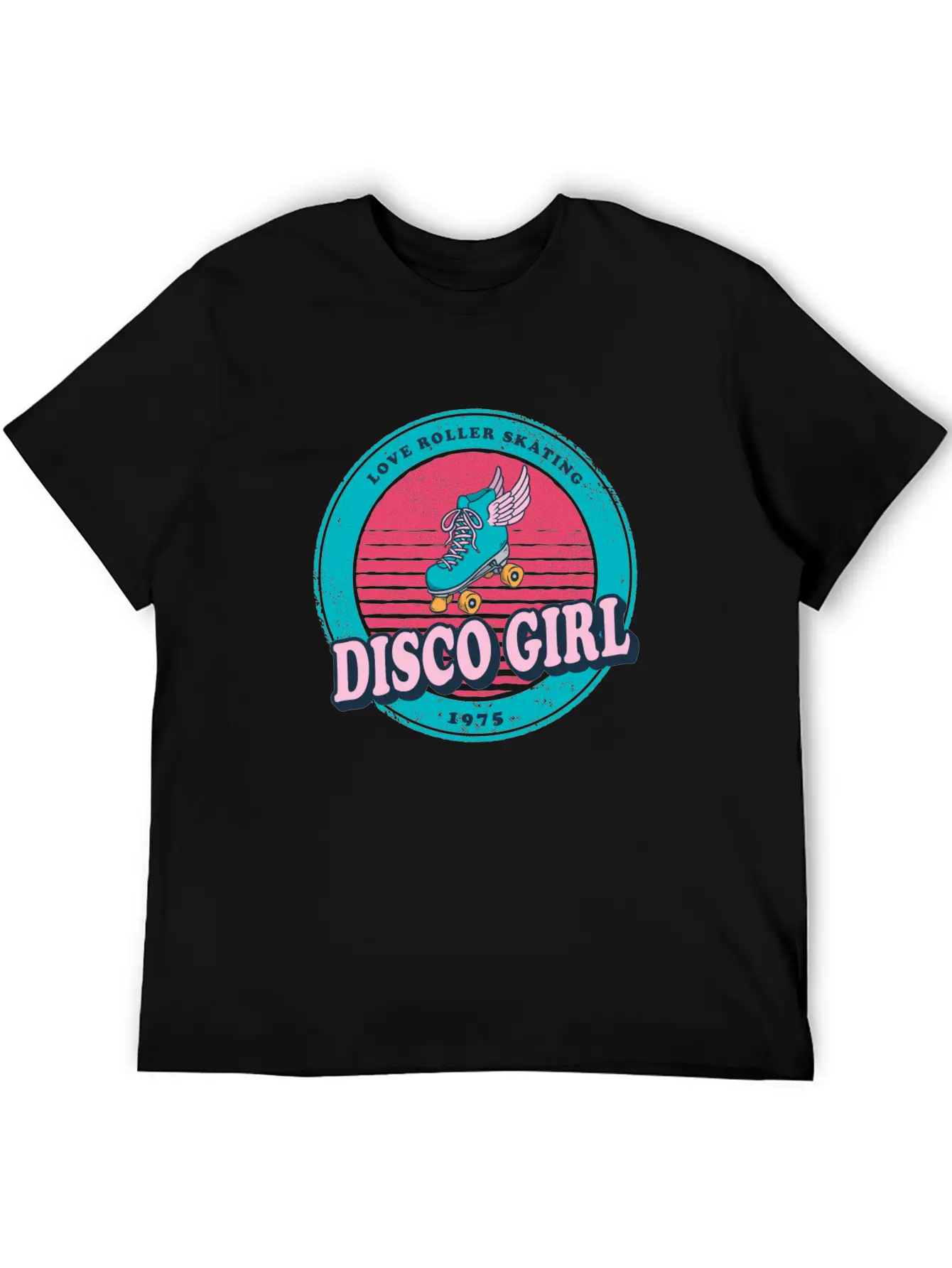 Disco Girl Roller Skate Design Vintage / Gift Unisex Casual T-Shirt – Clean Design For Daily Comfort