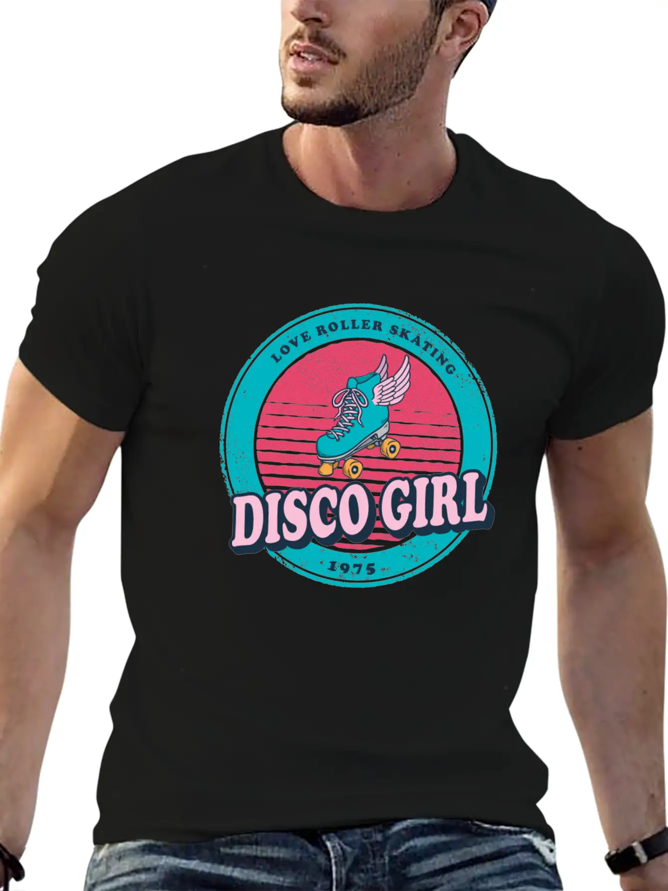 Disco Girl Roller Skate Design Vintage / Gift Unisex Casual T-Shirt – Clean Design For Daily Comfort