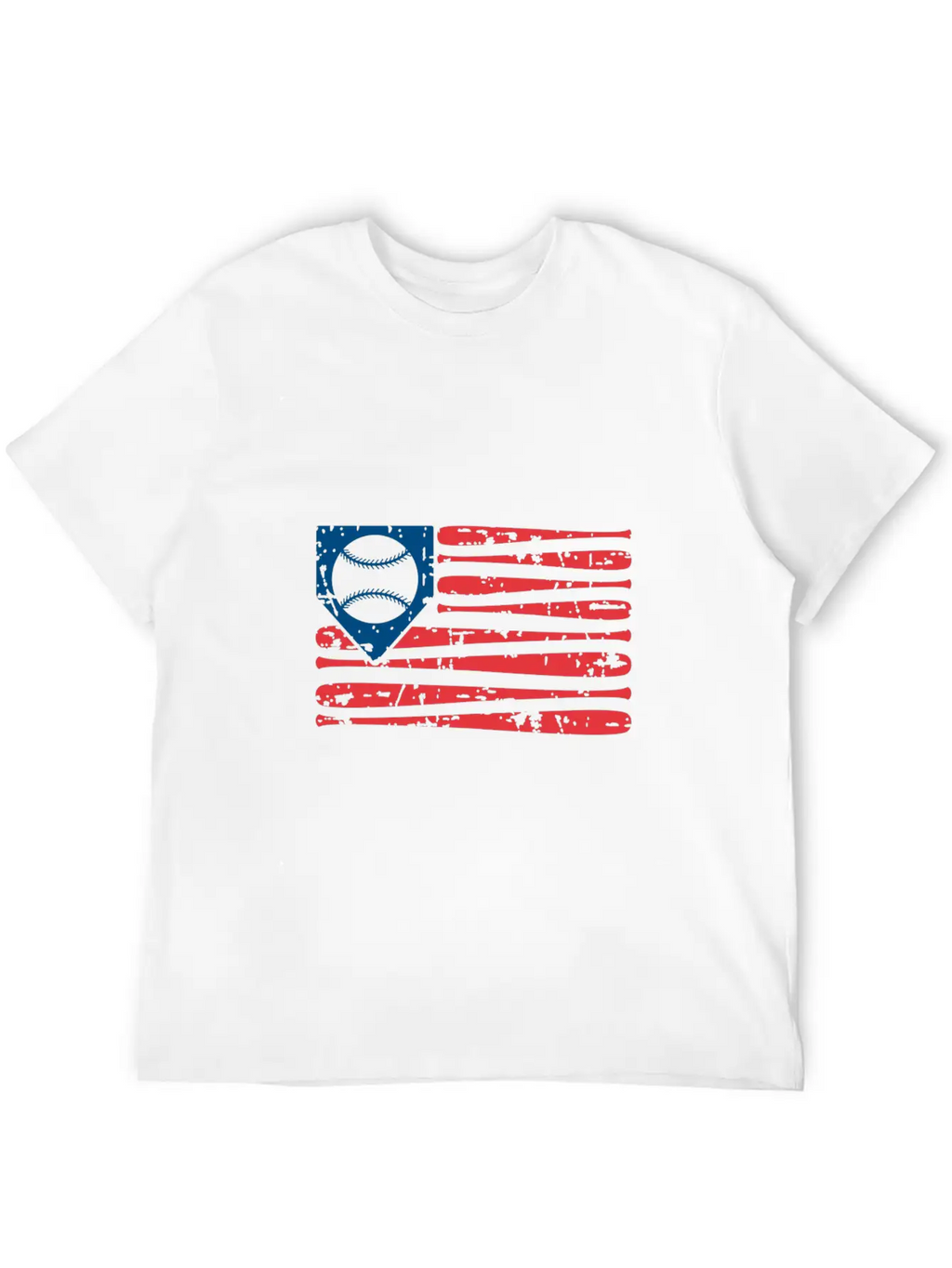 Distressed Baseball Flag Unisex Casual T-Shirt – Clean Design For Daily Comfort