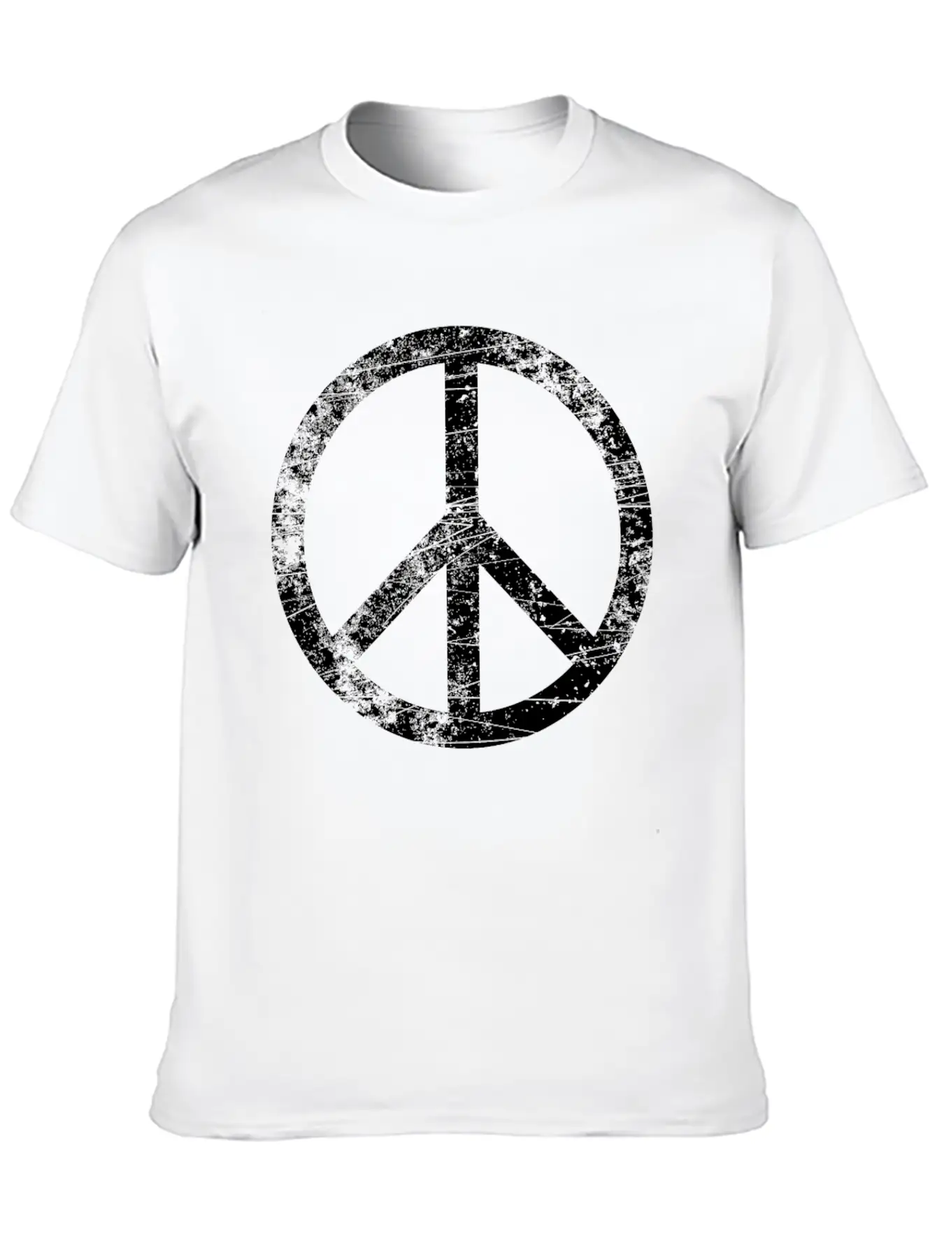 Distressed Peace Sign Retro Vintage Peace Symbol Casual Graphic T-Shirt – Simple And Comfortable Daily Wear