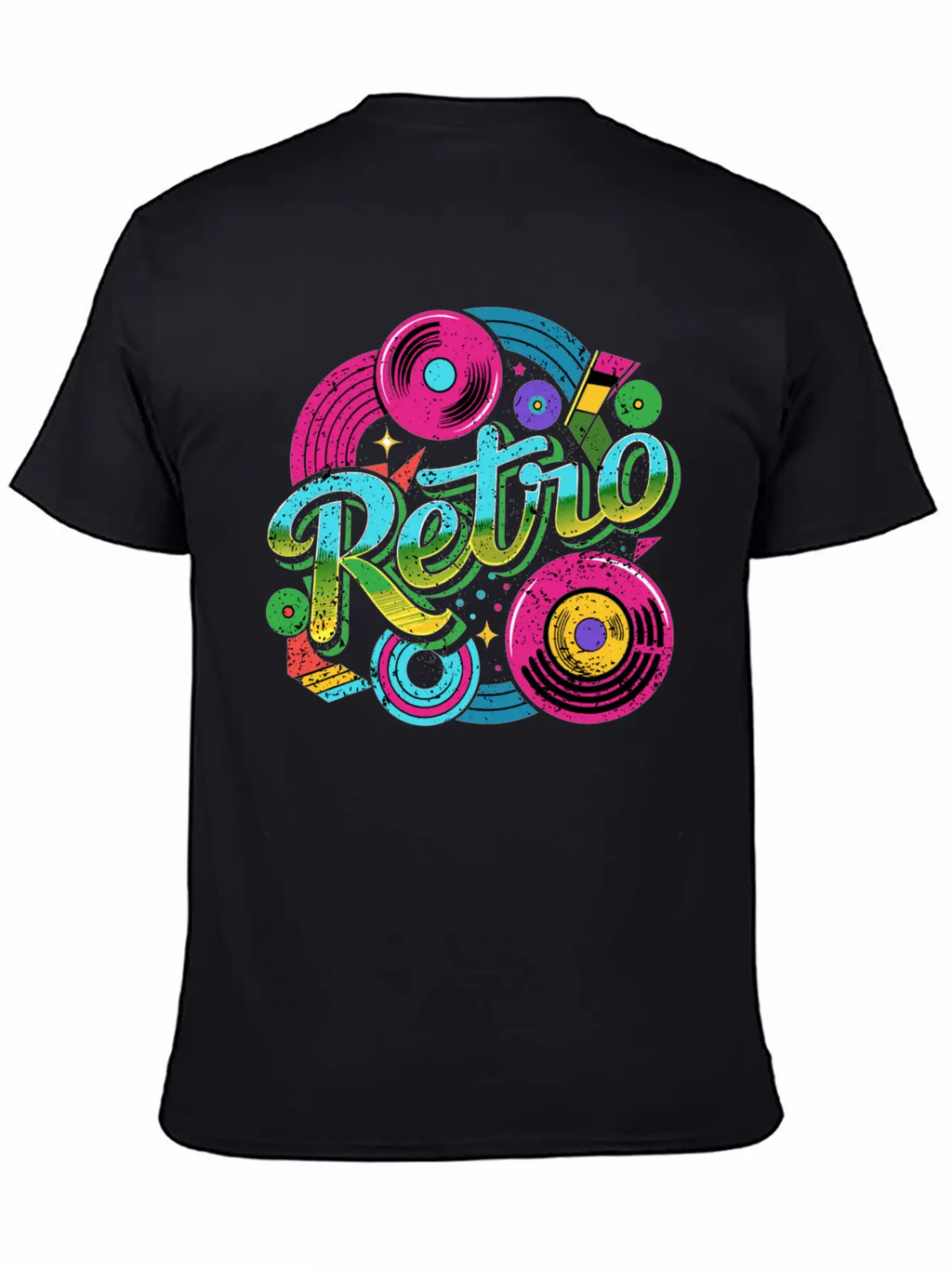 Distressed Retro Music With Neon Colours Unisex Casual T-Shirt – Clean Design For Daily Comfort
