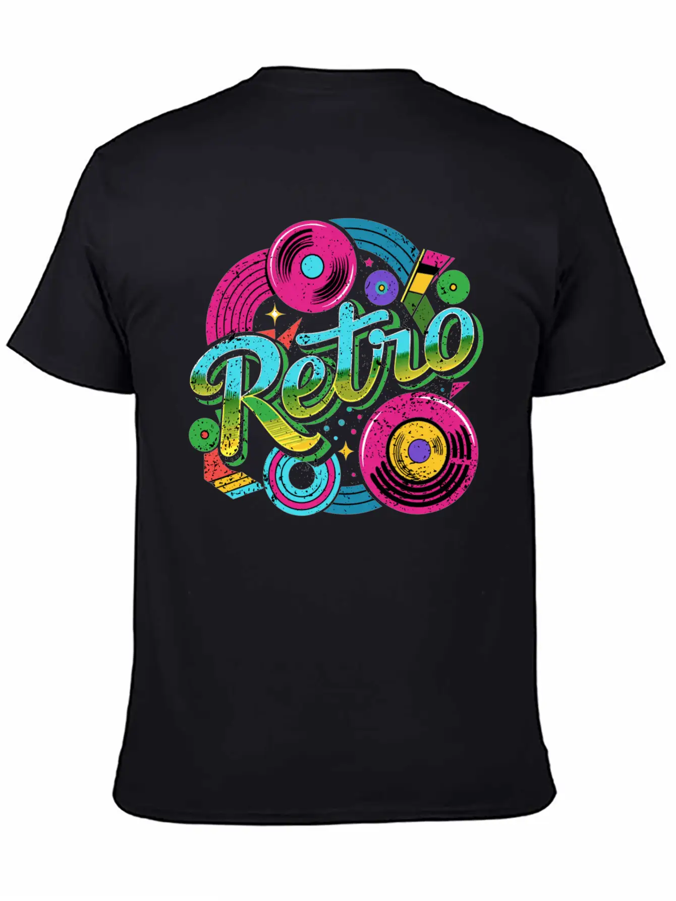 Distressed Retro Music With Neon Colours Unisex Casual T-Shirt – Clean Design For Daily Comfort