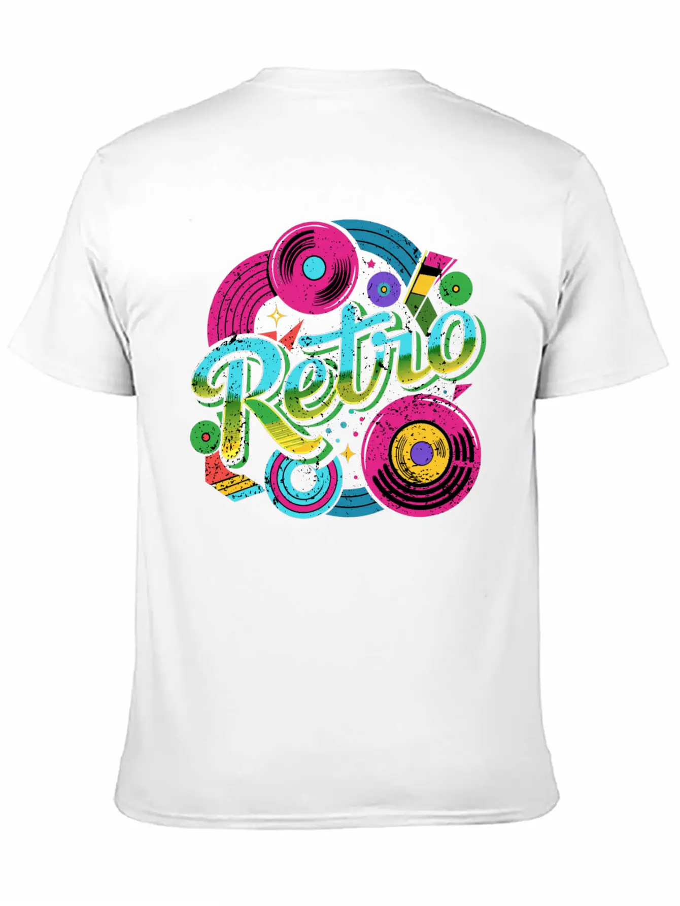 Distressed Retro Music With Neon Colours Unisex Casual T-Shirt – Clean Design For Daily Comfort
