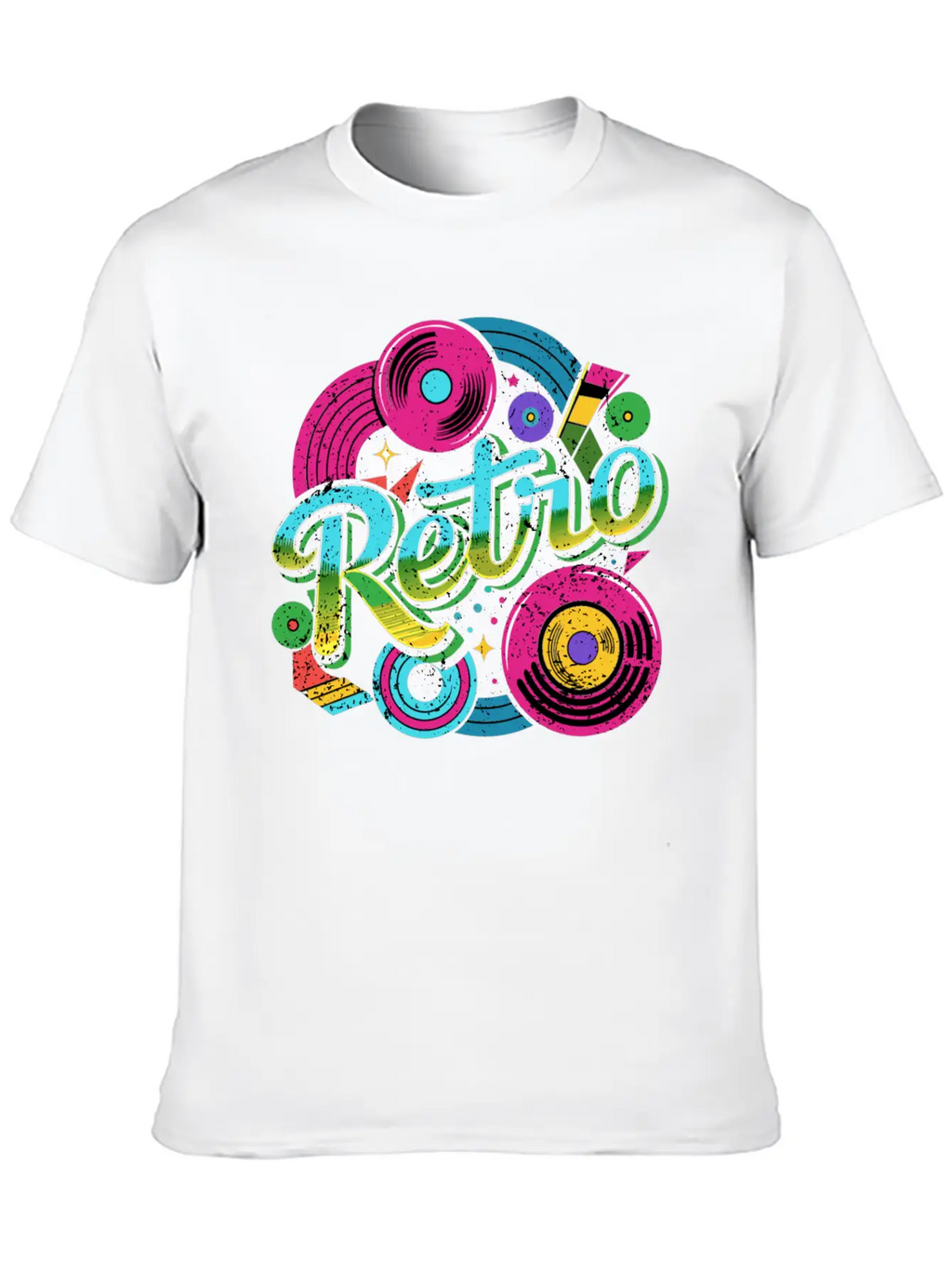 Distressed Retro Music With Neon Colours Unisex Casual T-Shirt – Clean Design For Daily Comfort
