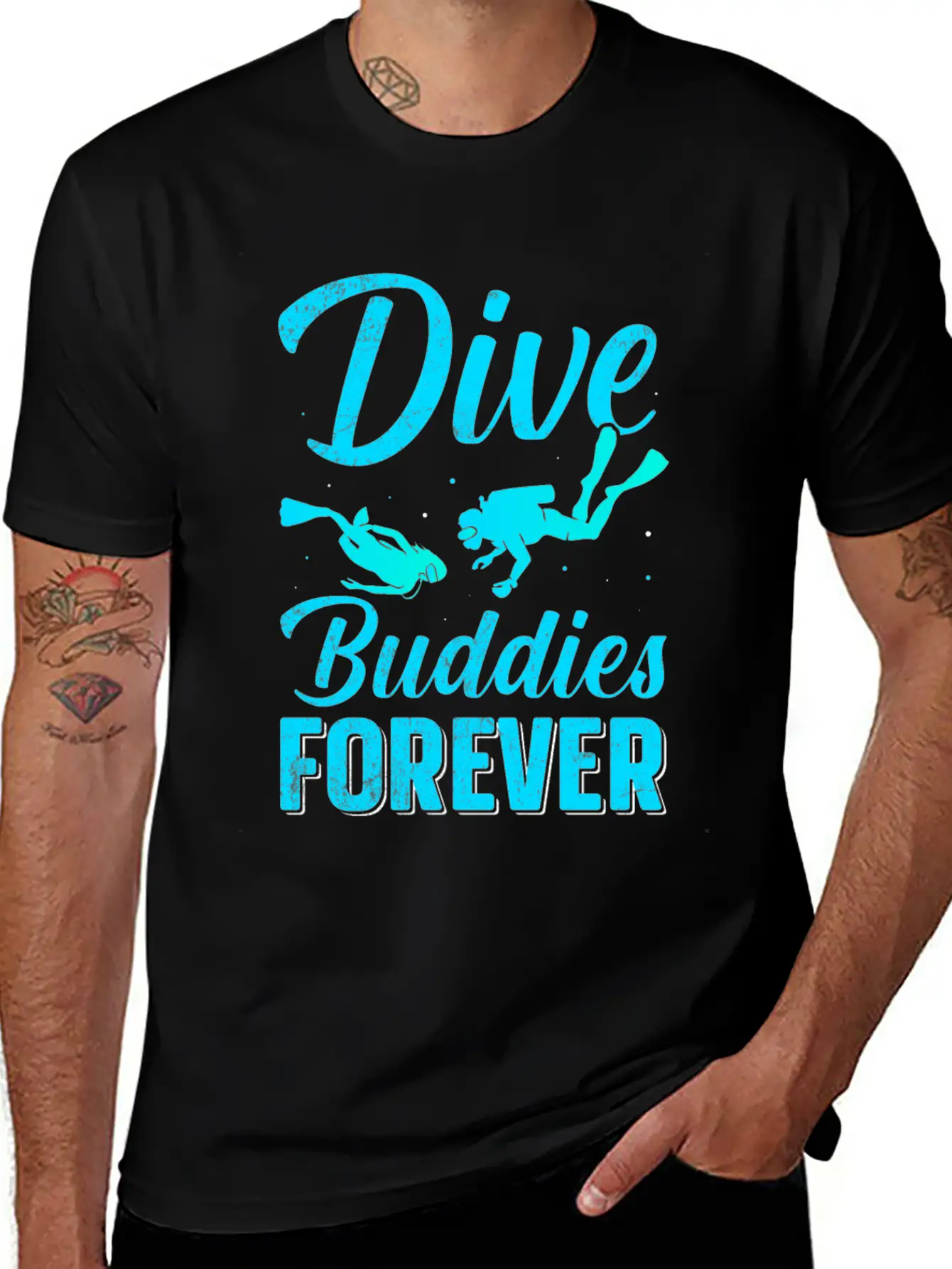 Dive Buddies Forever - Scuba Diving TShirt Essential Cotton Tee For Daily Outfits – Unisex Style