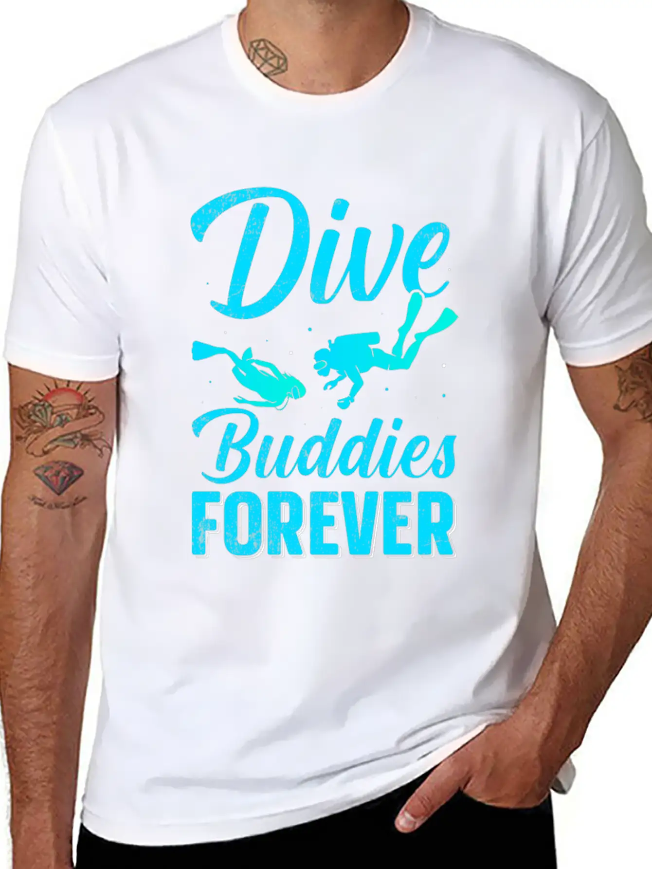 Dive Buddies Forever - Scuba Diving TShirt Essential Cotton Tee For Daily Outfits – Unisex Style