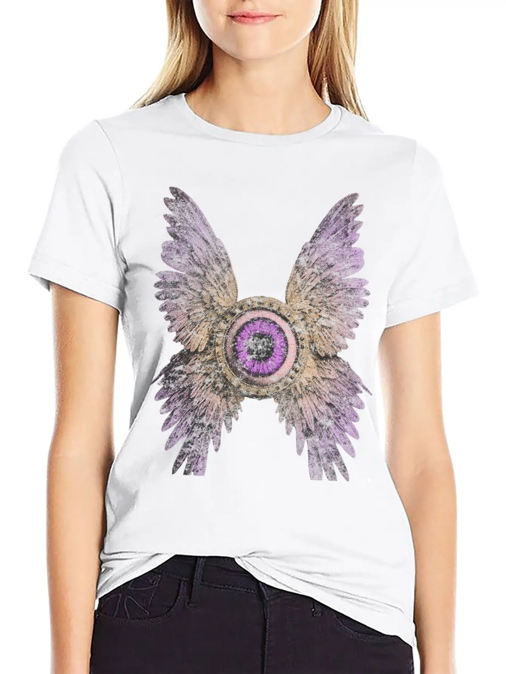Divine Vision - Celestial Eye & Wings Essential Cotton Tee For Daily Outfits – Unisex Style