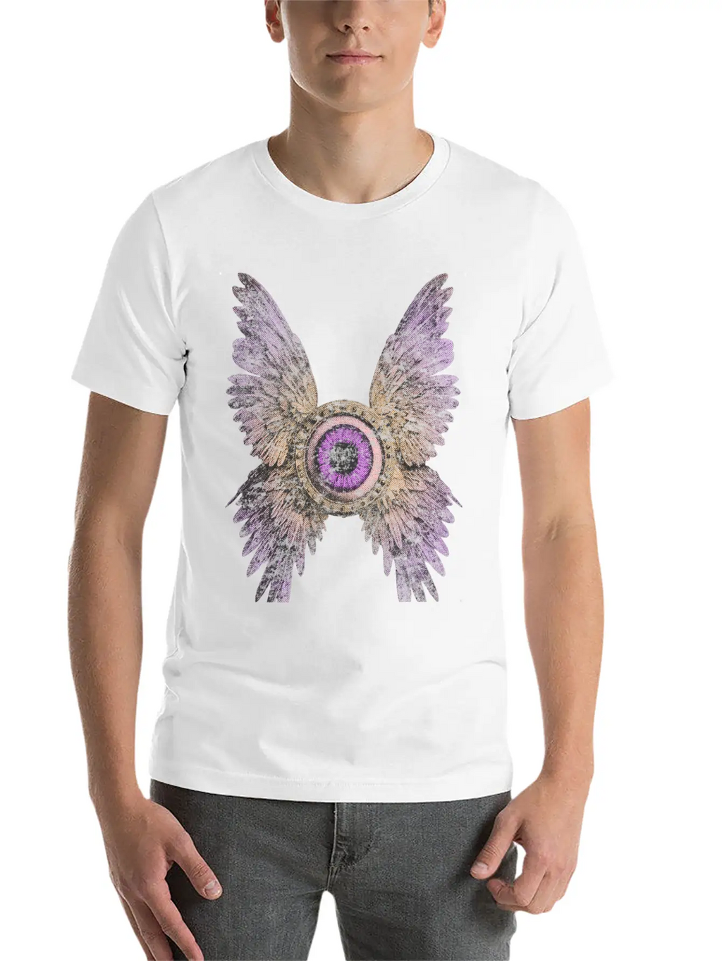 Divine Vision - Celestial Eye & Wings Essential Cotton Tee For Daily Outfits – Unisex Style