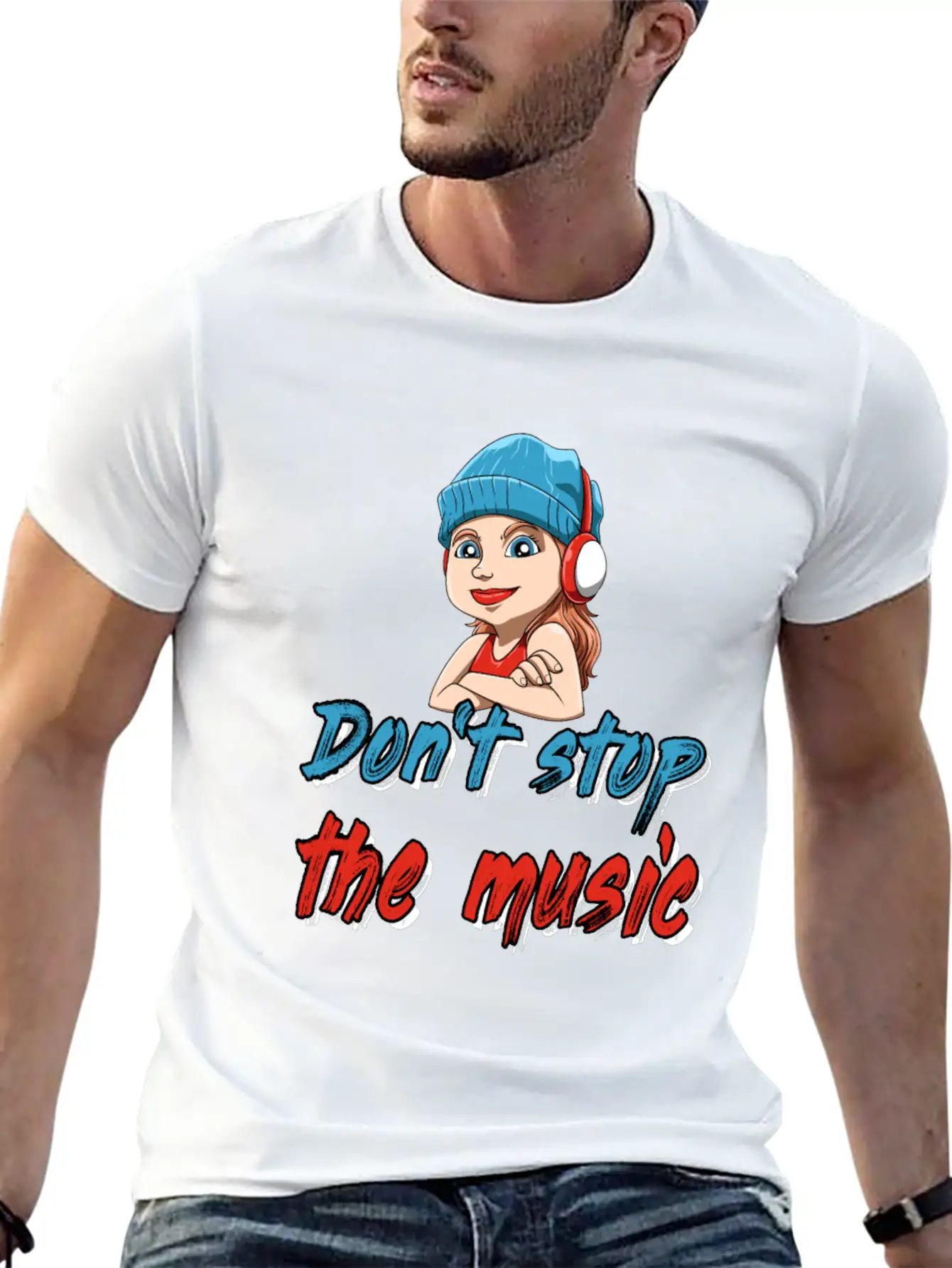 DJ Girl Headphones Music Stylish Everyday T-Shirt – Unisex Basic Cotton Tee