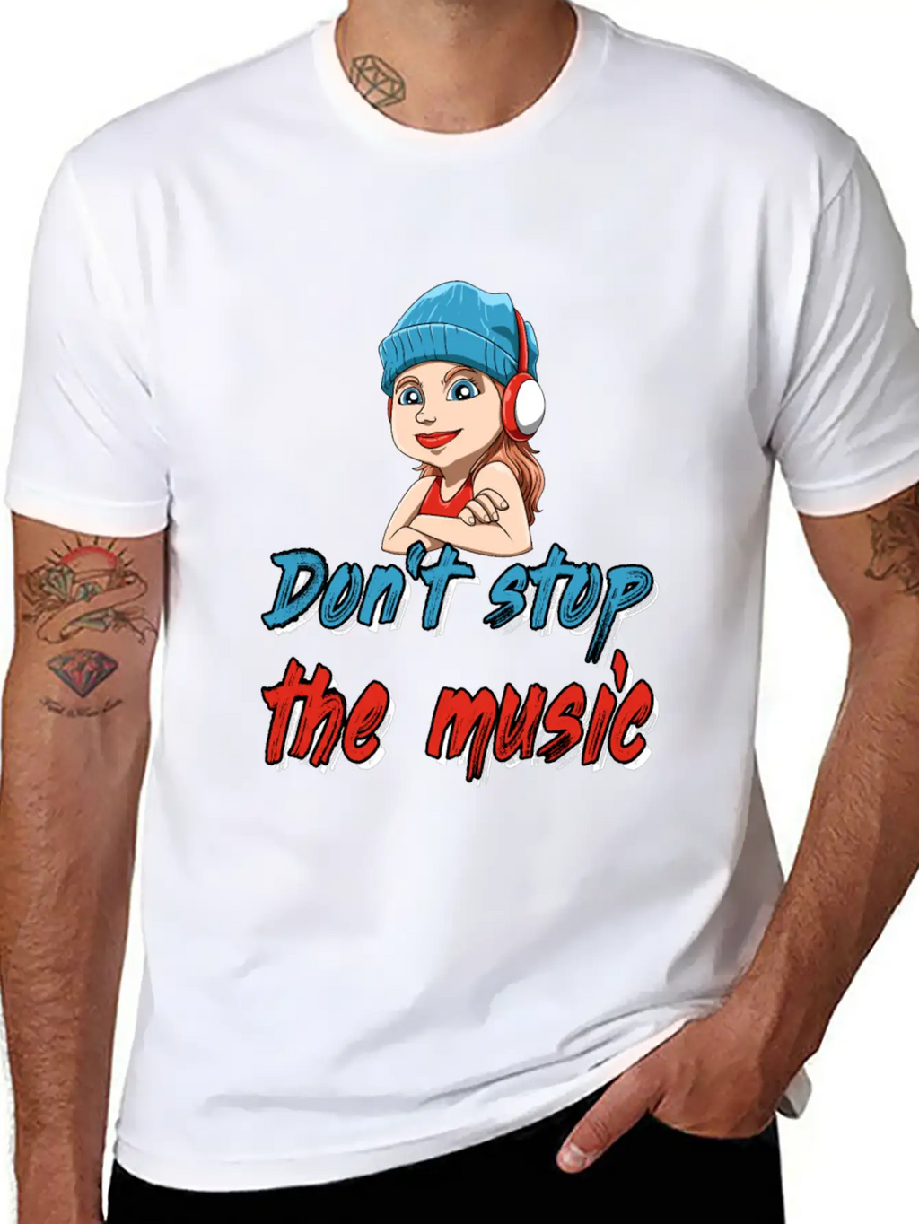 DJ Girl Headphones Music Stylish Everyday T-Shirt – Unisex Basic Cotton Tee