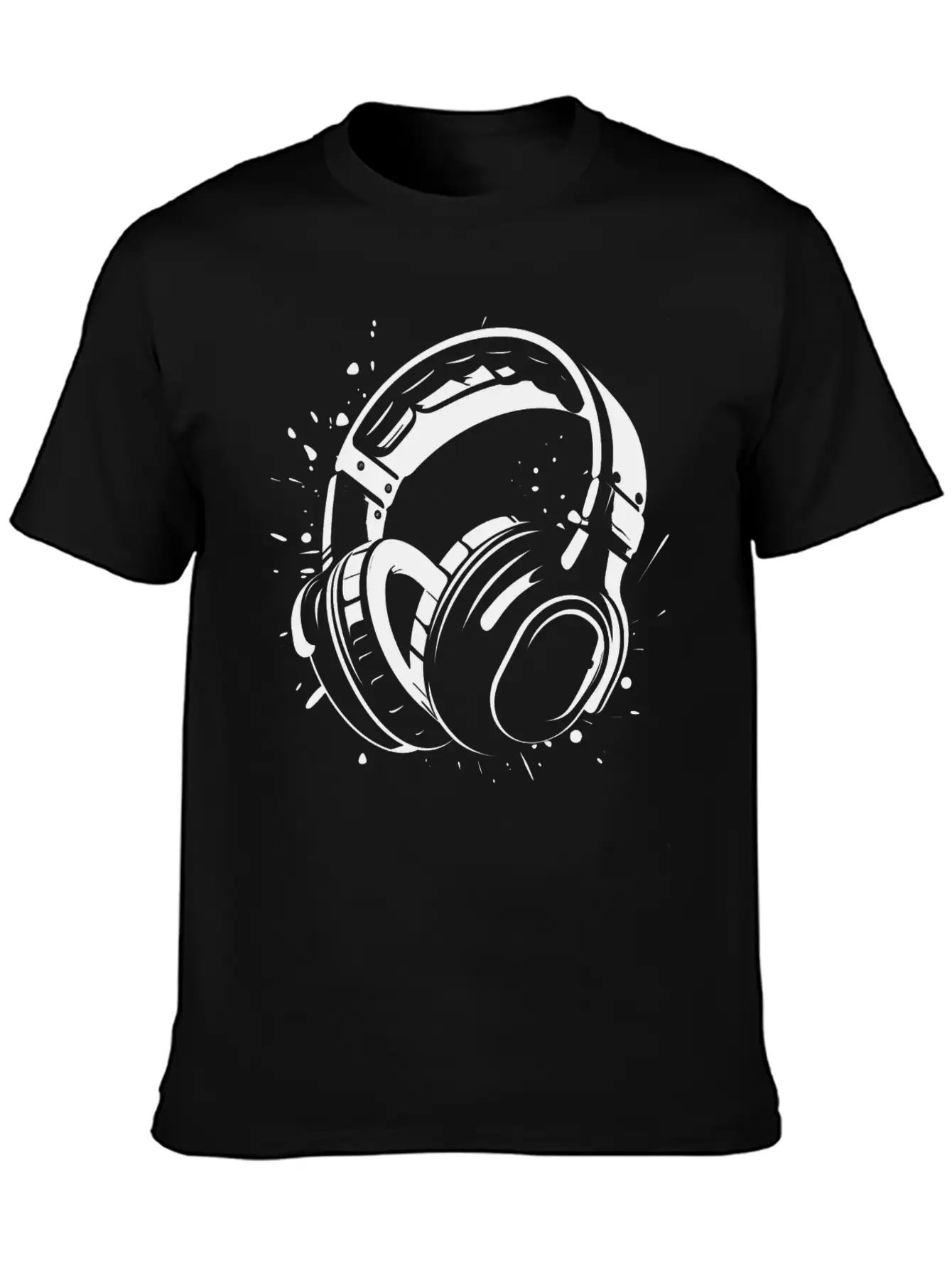 DJ Headphone Drawing Unisex Short Sleeve Soft Cotton T-Shirt – Casual Everyday Wear
