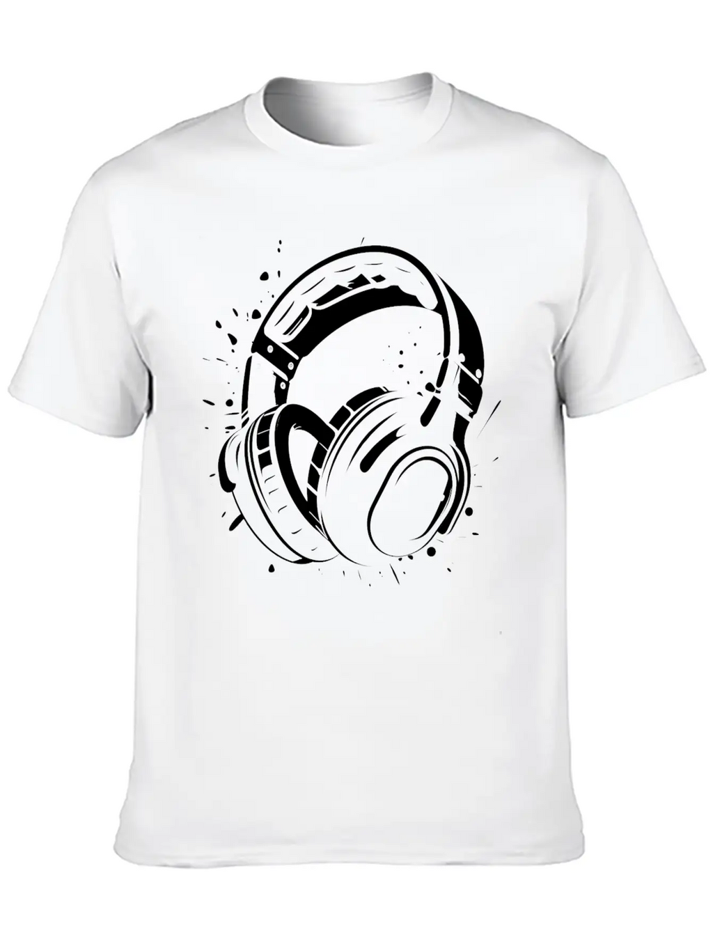 DJ Headphone Drawing Unisex Short Sleeve Soft Cotton T-Shirt – Casual Everyday Wear