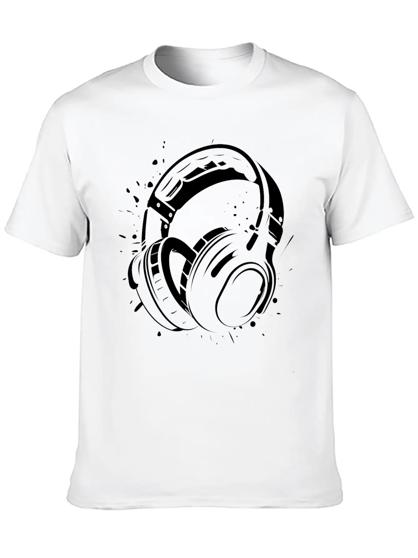 DJ Headphone Drawing Unisex Short Sleeve Soft Cotton T-Shirt – Casual Everyday Wear