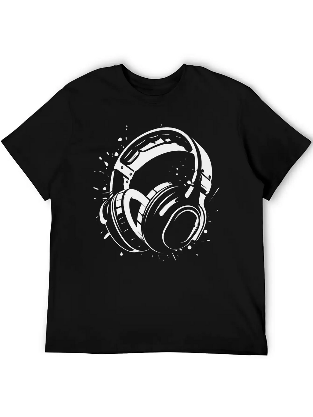 DJ Headphone Drawing Unisex Short Sleeve Soft Cotton T-Shirt – Casual Everyday Wear