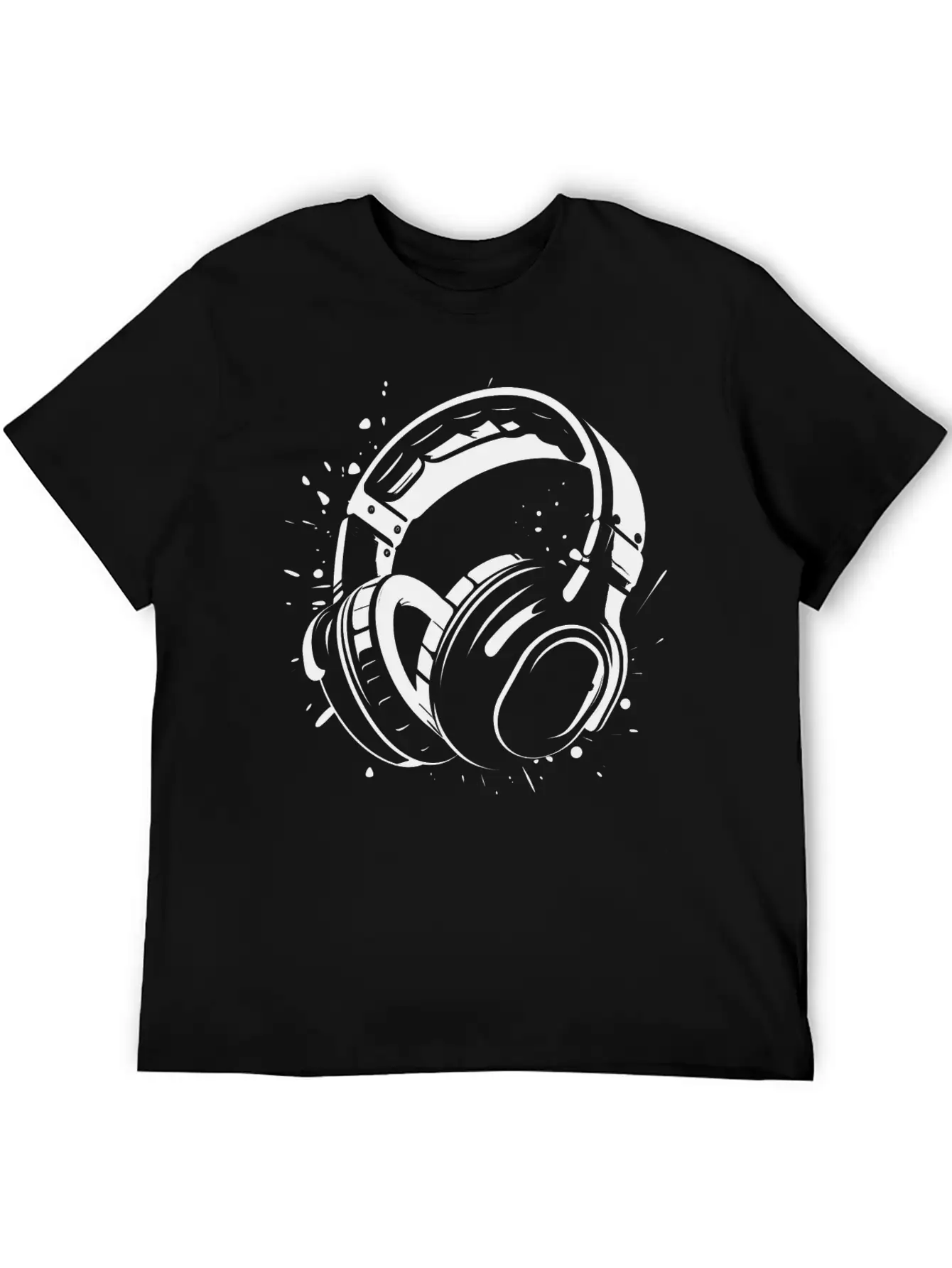 DJ Headphone Drawing Unisex Short Sleeve Soft Cotton T-Shirt – Casual Everyday Wear