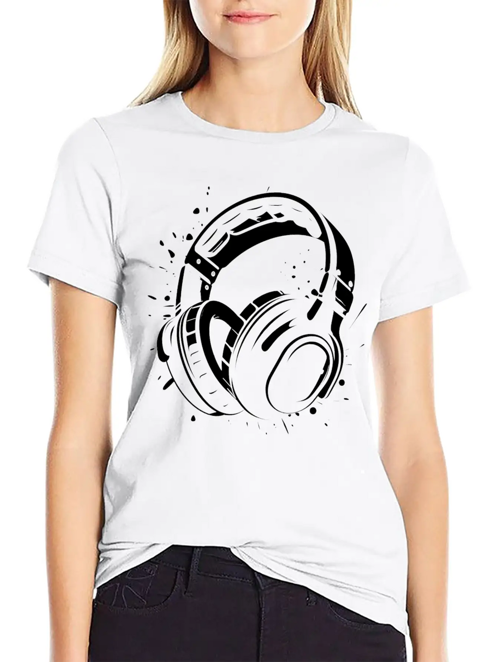 DJ Headphone Drawing Unisex Short Sleeve Soft Cotton T-Shirt – Casual Everyday Wear