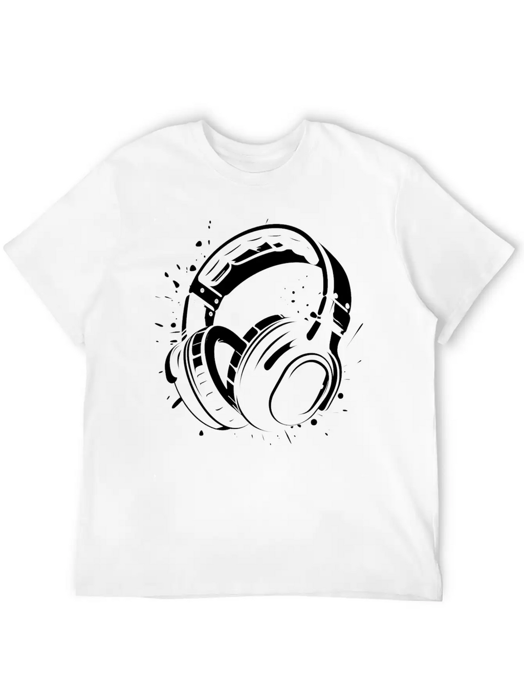 DJ Headphone Drawing Unisex Short Sleeve Soft Cotton T-Shirt – Casual Everyday Wear