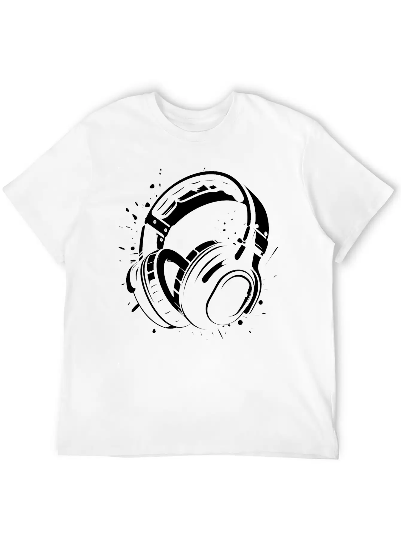 DJ Headphone Drawing Unisex Short Sleeve Soft Cotton T-Shirt – Casual Everyday Wear