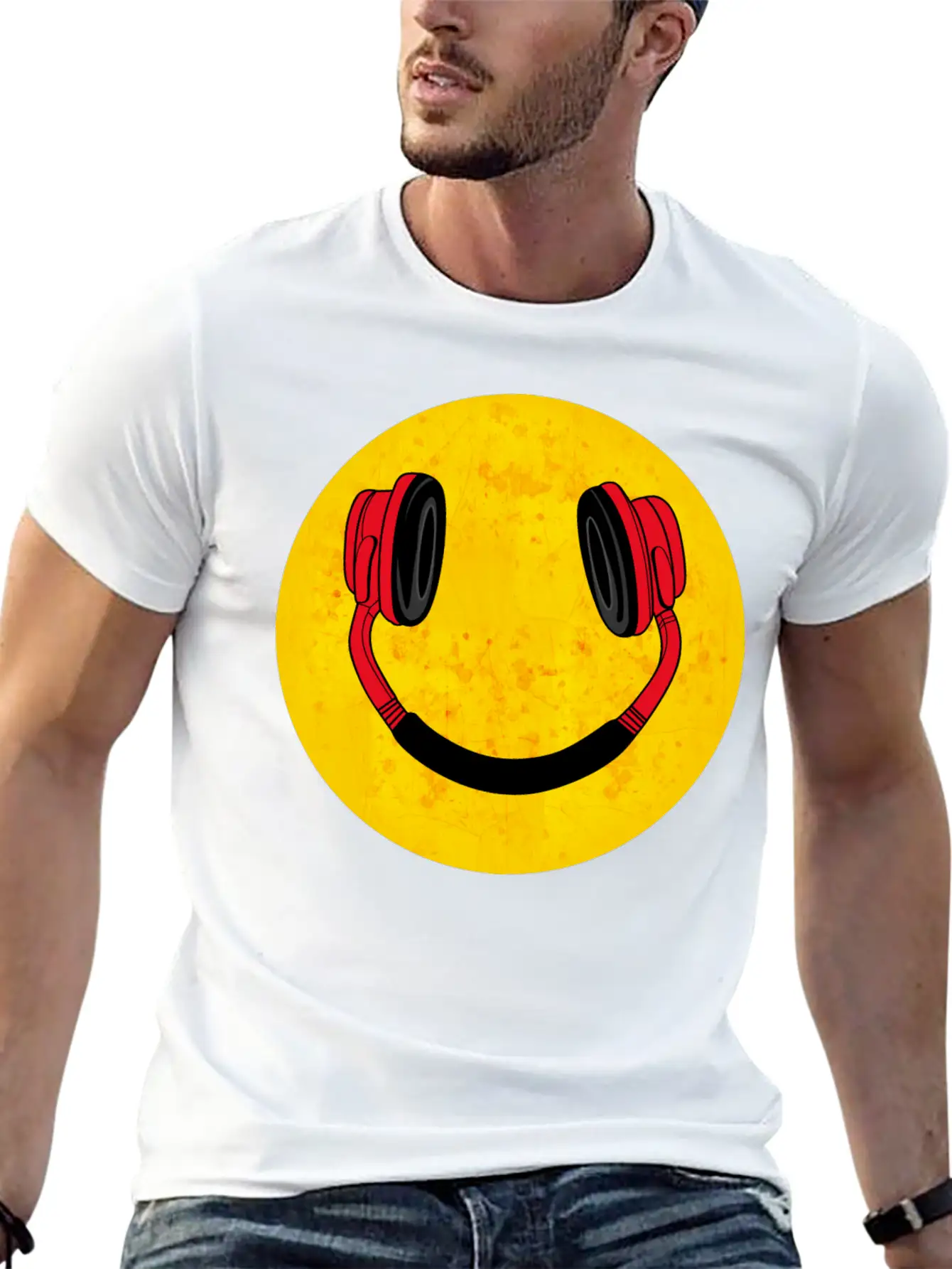 DJ Smile Music Headphones Breathable Soft Cotton T-Shirt – Timeless Casual Look