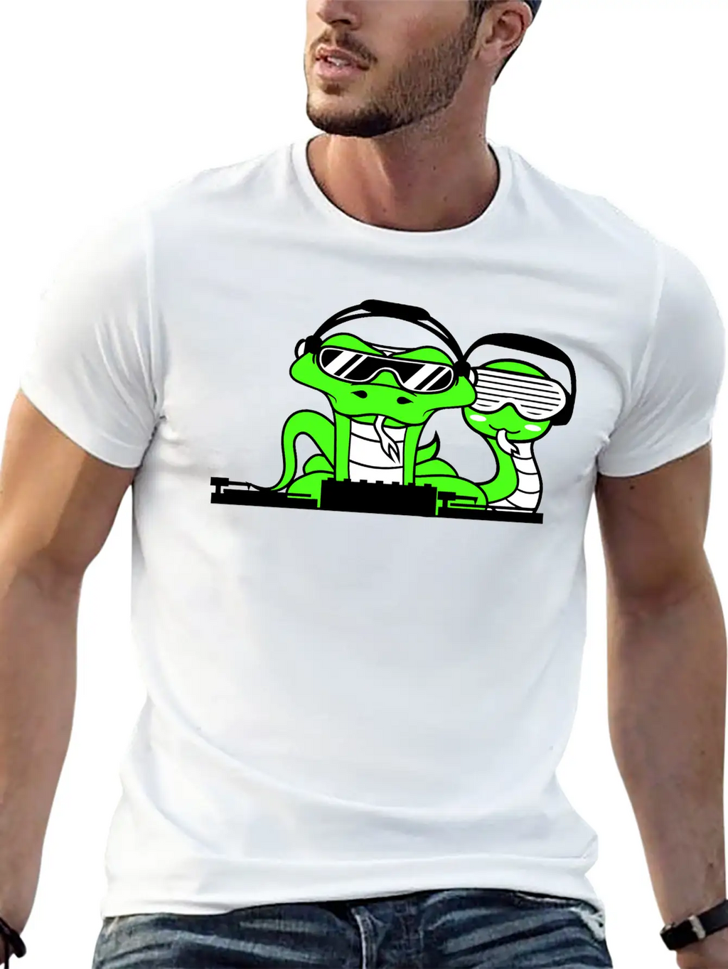 DJ Team 2 Snakes Friends Snake Crew Music Party Unisex Short Sleeve Soft Cotton T-Shirt – Casual Everyday Wear
