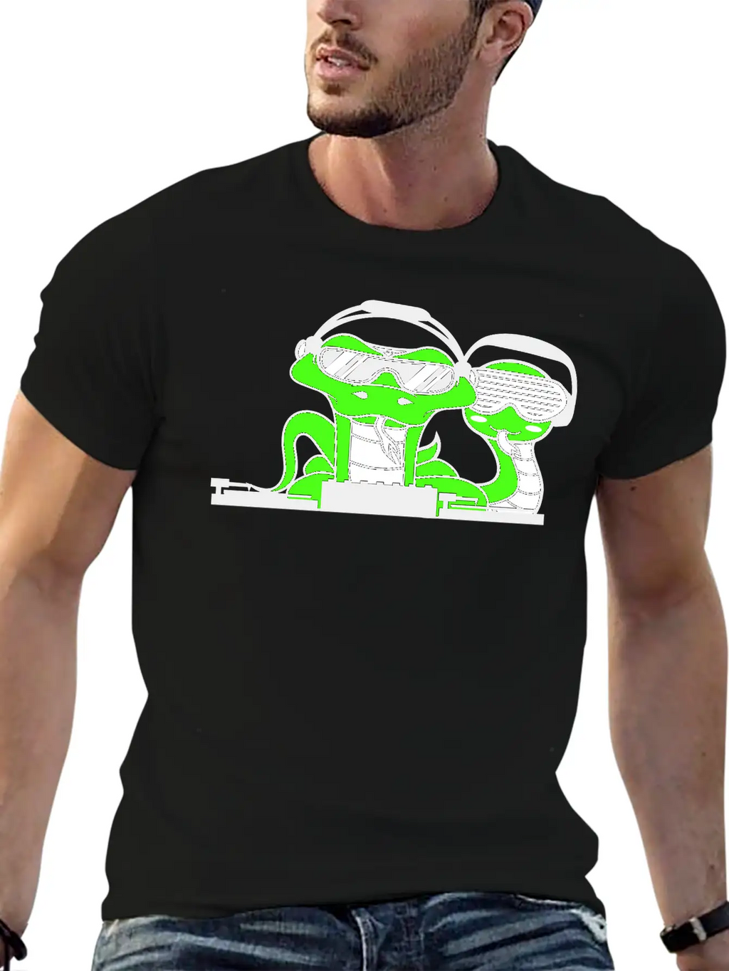 DJ Team 2 Snakes Friends Snake Crew Music Party Unisex Short Sleeve Soft Cotton T-Shirt – Casual Everyday Wear
