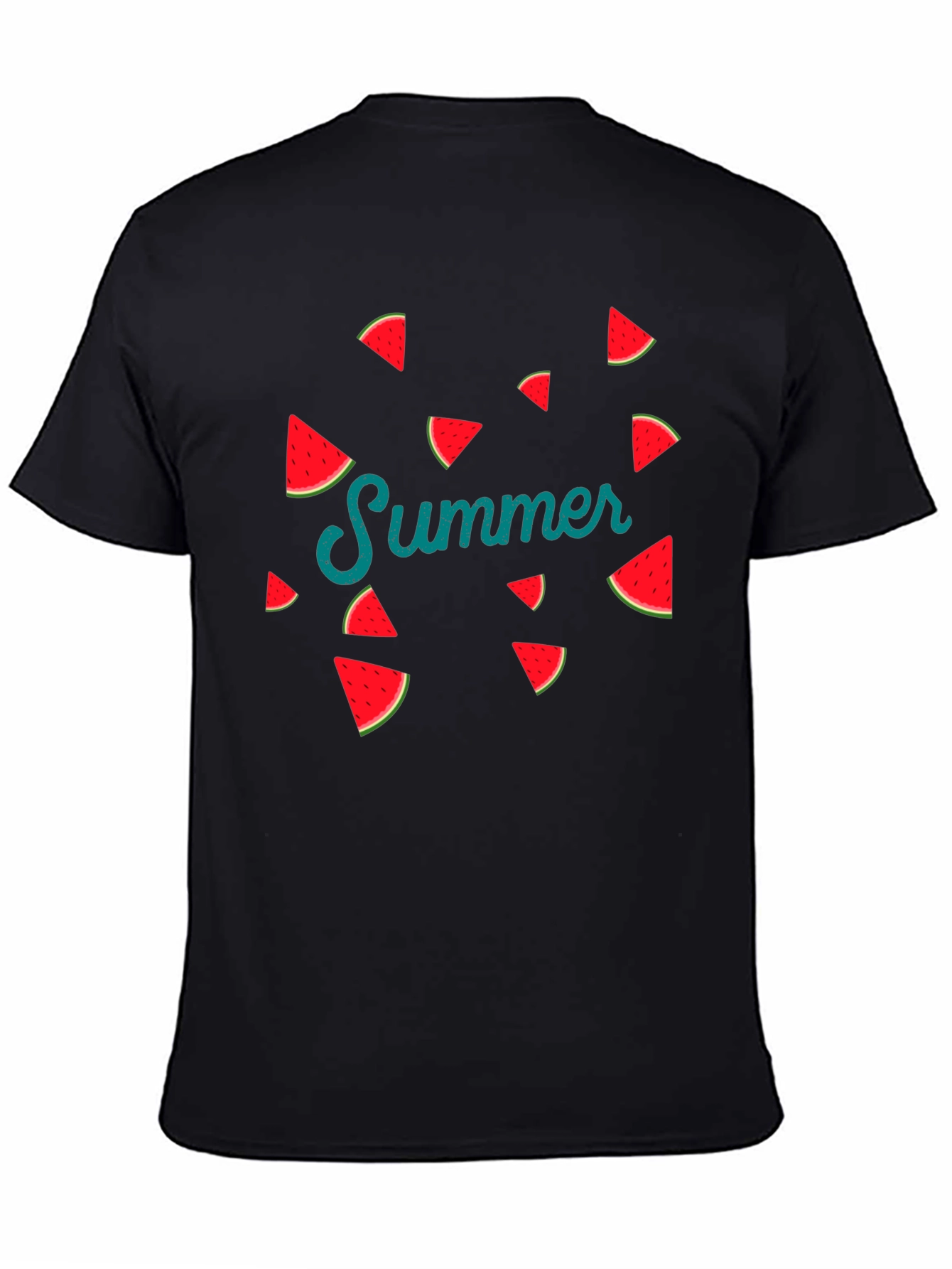 Summer Watermelon Graphic Print Black T-Shirt