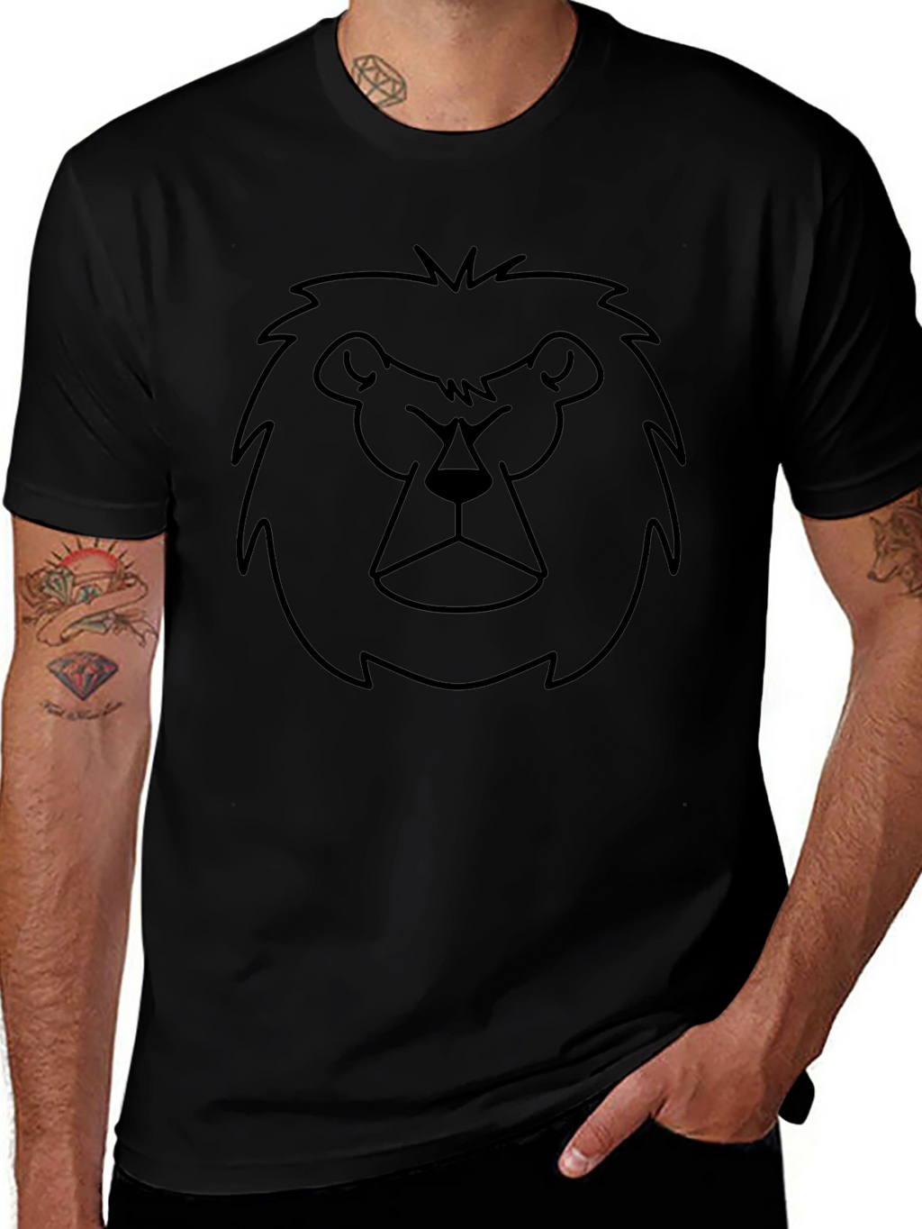 Lion Graphic Tee - Black Unisex T-Shirt